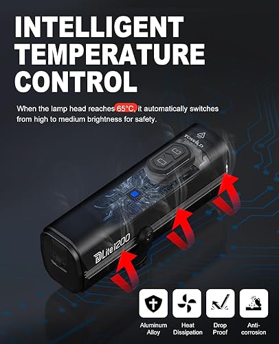 Miniatura 8 de TOWILD DLite1800 - Luces de bicicleta para conducción nocturna, sistema de fuente de luz dual de 1800 lúmenes, luz delantera súper brillante para