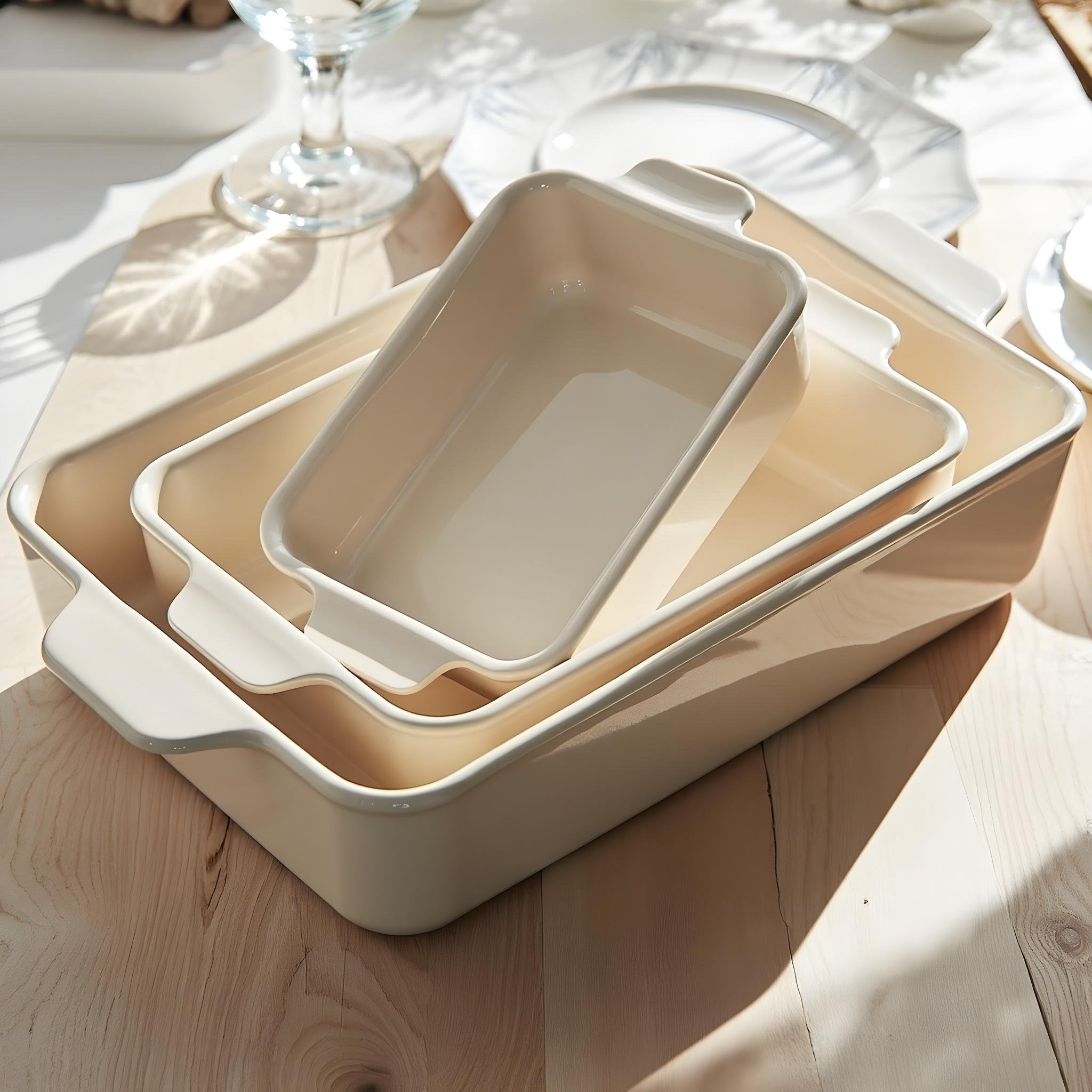 Kook Naczynia do zapiekanek do piekarnika, ceramiczne naczynia do pieczenia, prostokątne naczynia do pieczenia, do zapiekanek, lasagne, ciasta, małe, średnie i duże patelnie, nadają się do kuchenki