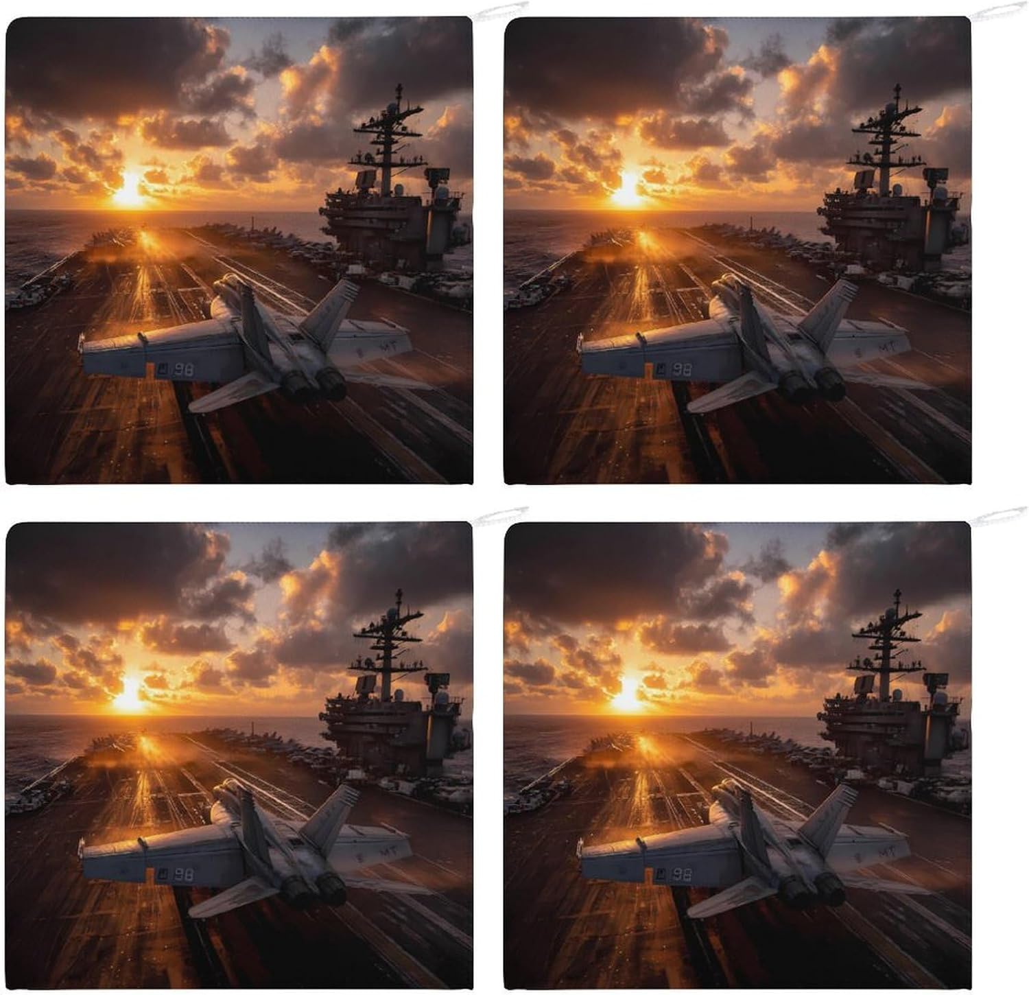 US Military Fighter Jet Airplane Sunset Microfiber Hand Towels for Bathroom Soft Absorbent Bath Kitchen Towel with Hanging Loop 4PCS