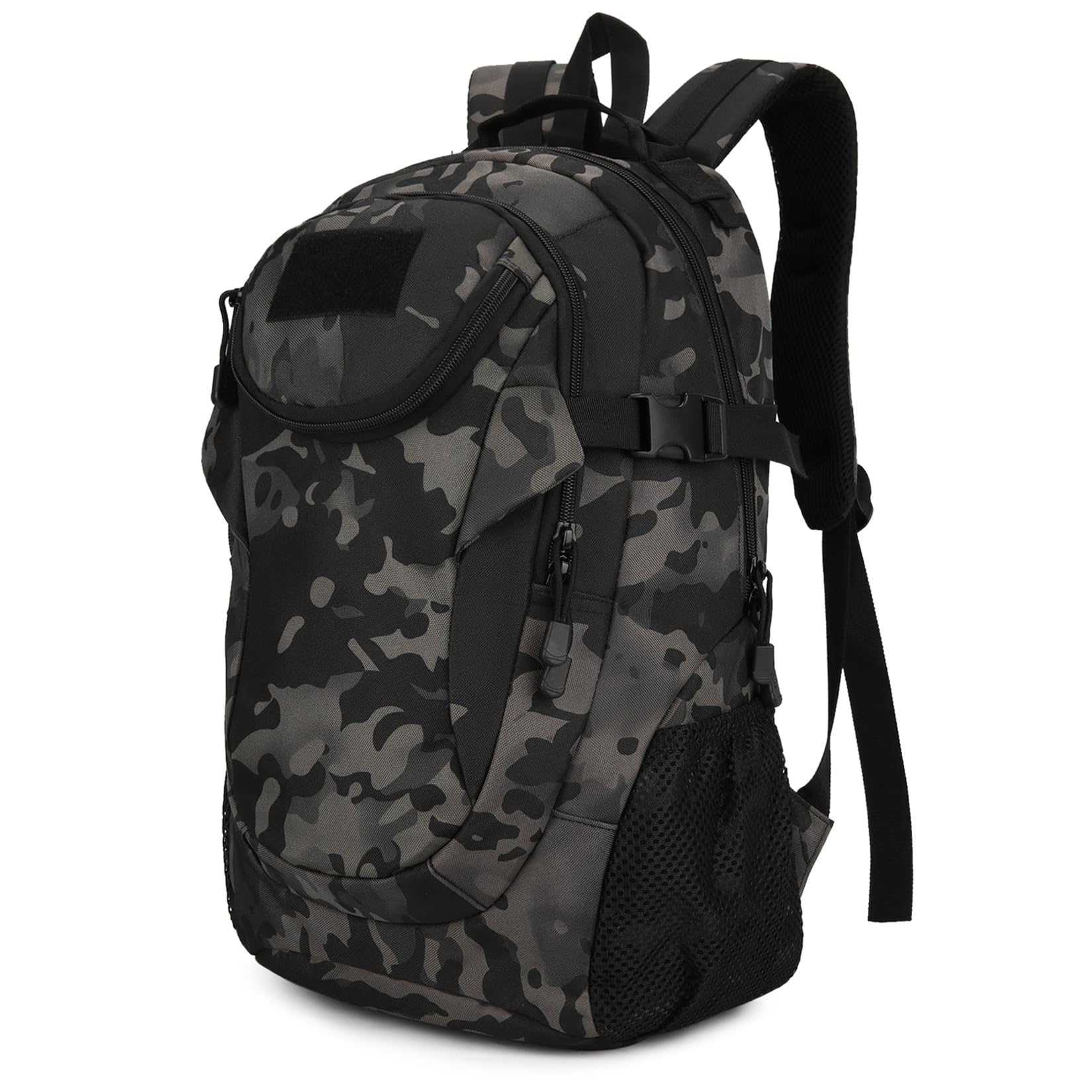 25L Backpack Tactical Rucksack Molle Hiking Army Daypack Rucking Rucksacks Military School Laptop Daysack for Traveling Cycling Hunting Trekking Camping Work Motorcycle Camouflage Black