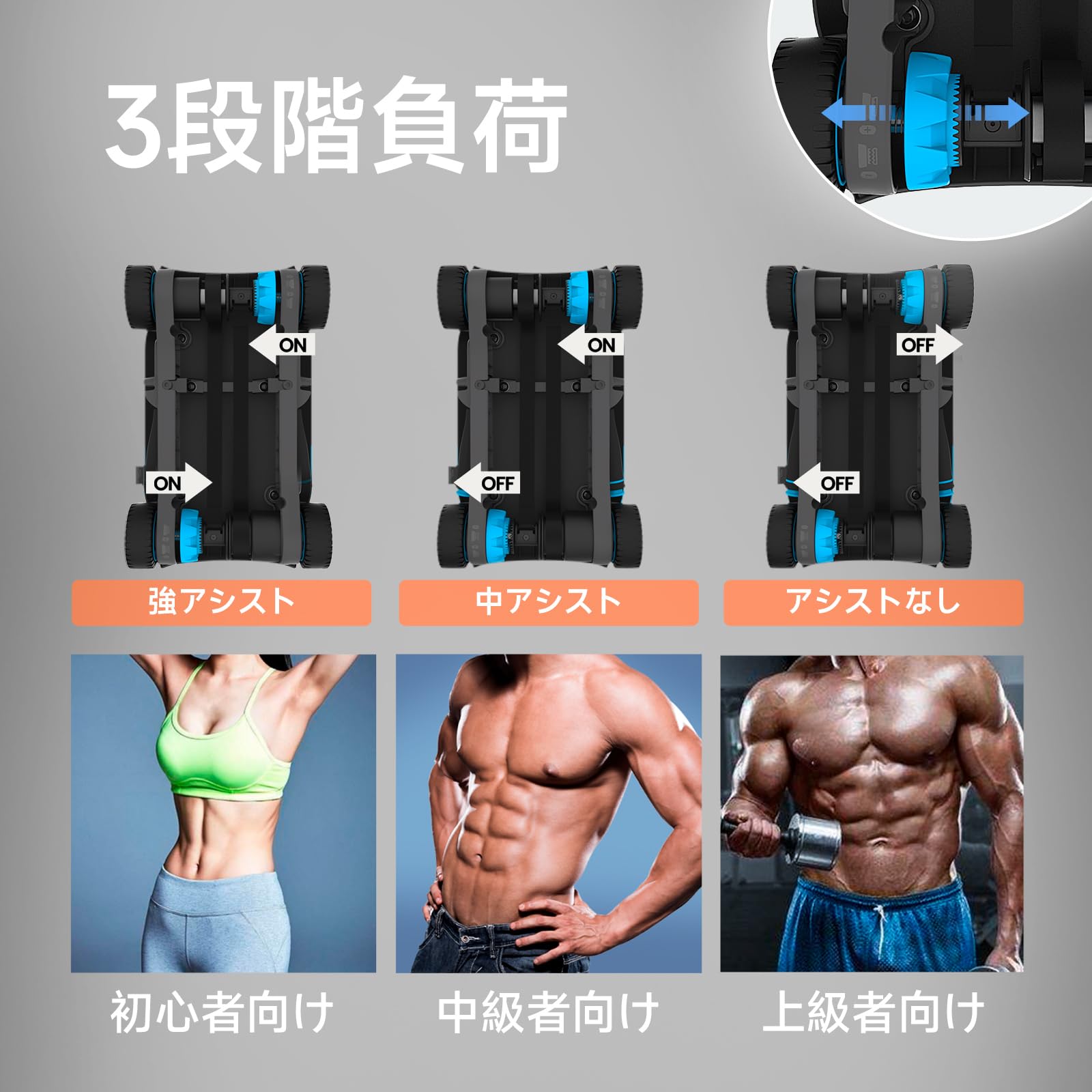 Amazon.co.jp: ワンダーコア Slide Fit - 腹筋ローラー 4輪 転倒防止