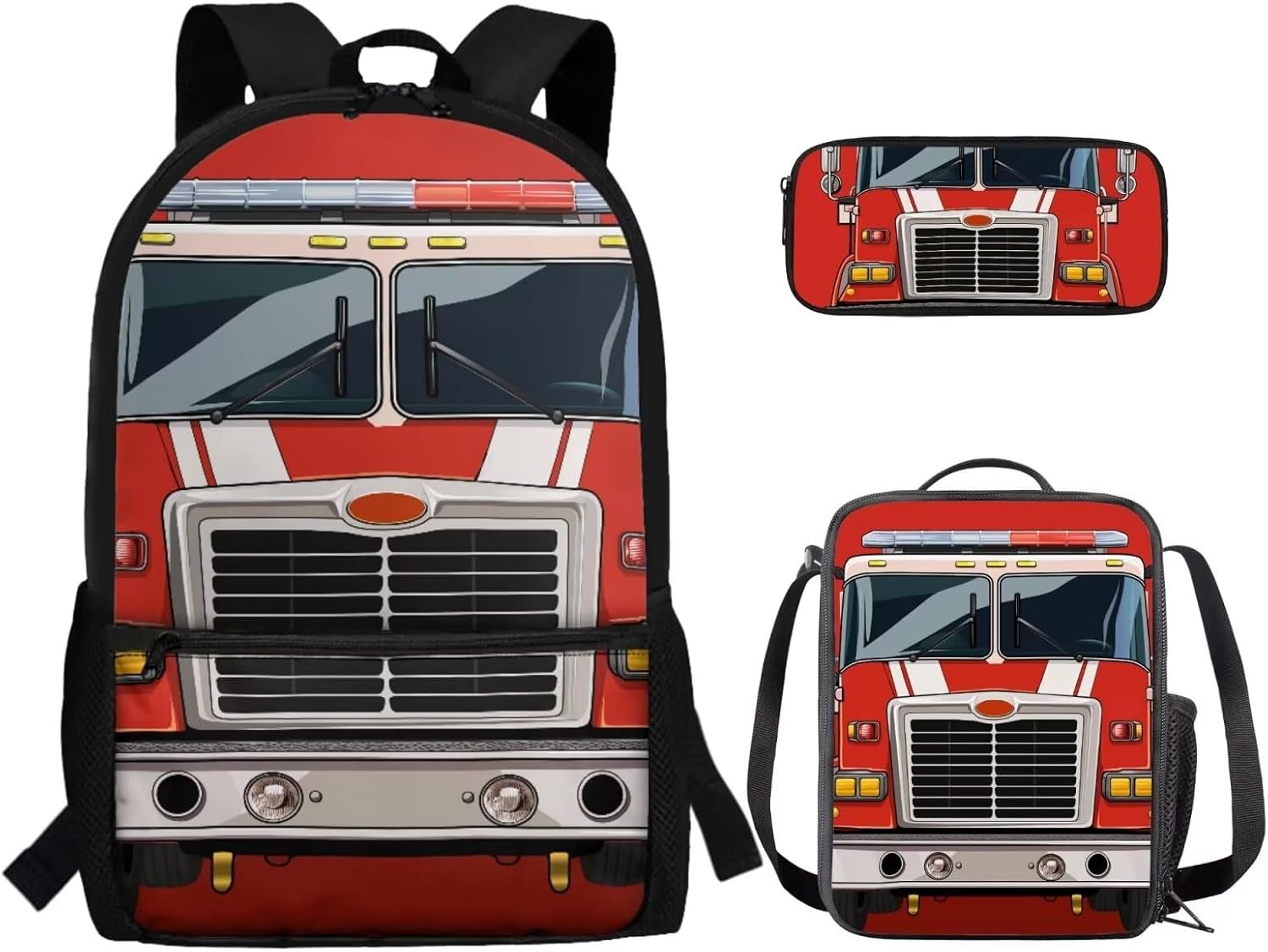 Coloranimal Girls Backpack Kids School Bag for Children Lightweight Bookbag 3 Packs Set with Lunch Bag Holder and Pencil Pen Case for Girls 3rd 4th 5th Grade (School Bus)