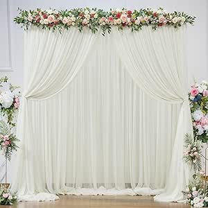 4 Panels Ivory Backdrop Curtain For Wedding Parties Wrinkle Free Ivory Photo Curtains Backdrop Drapes Fabric Decoration For Baby Shower Photoshoot 20ft(W) X 10ft(H): Photo Backgrounds