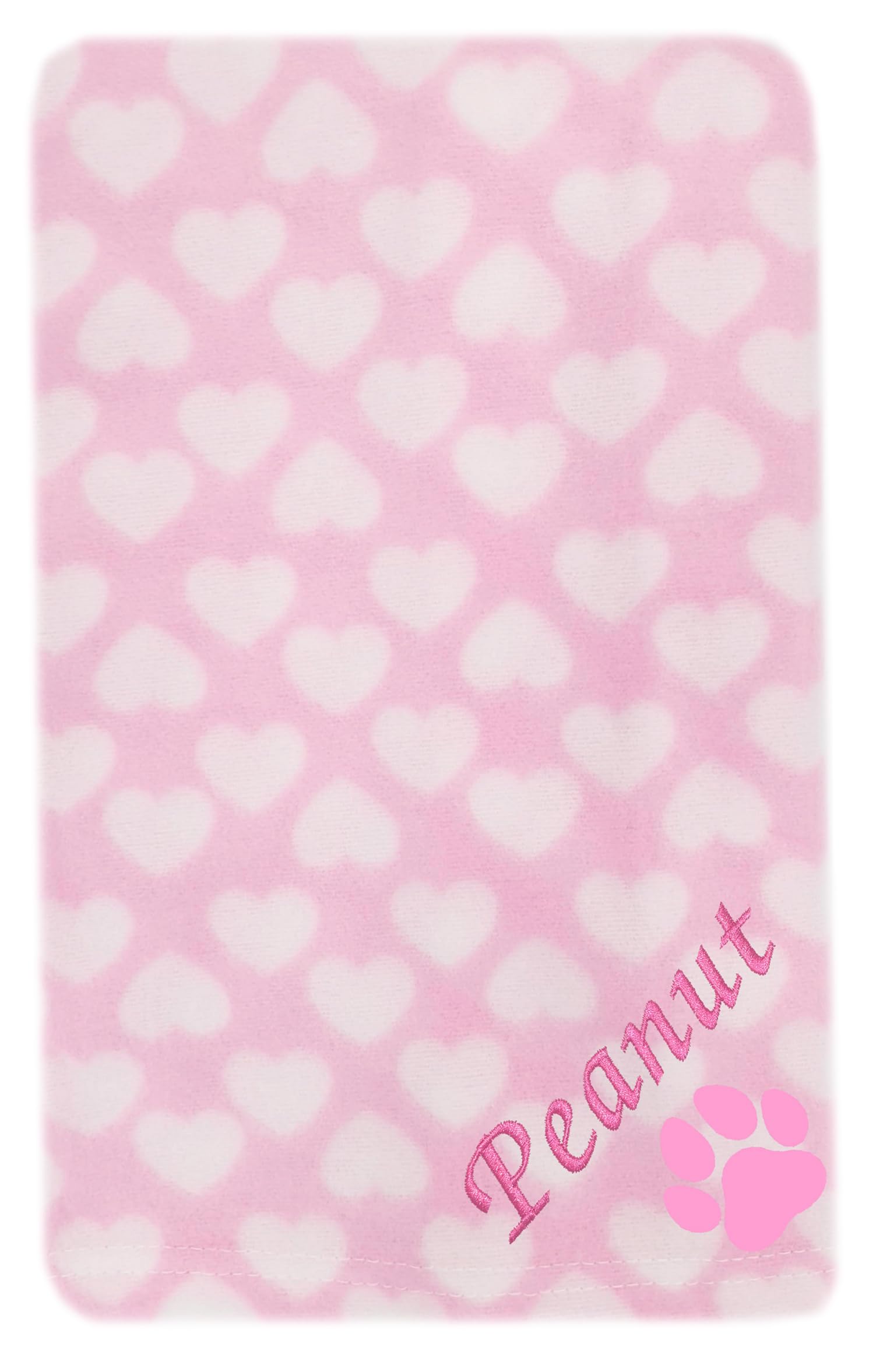 JJLC Personalised Pet Dog Puppy Blanket Cat Kitten Bed Fleece (Pink Heart - Paw)