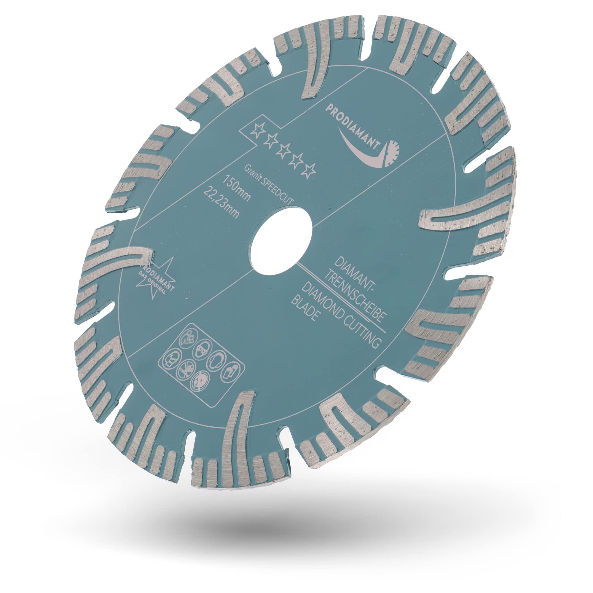 PRODIAMANT Disco de corte de diamante profesional Super Speed Cut paquete doble 150 mm x 22,2 mm con segmentos de protección para cortadoras de pared
