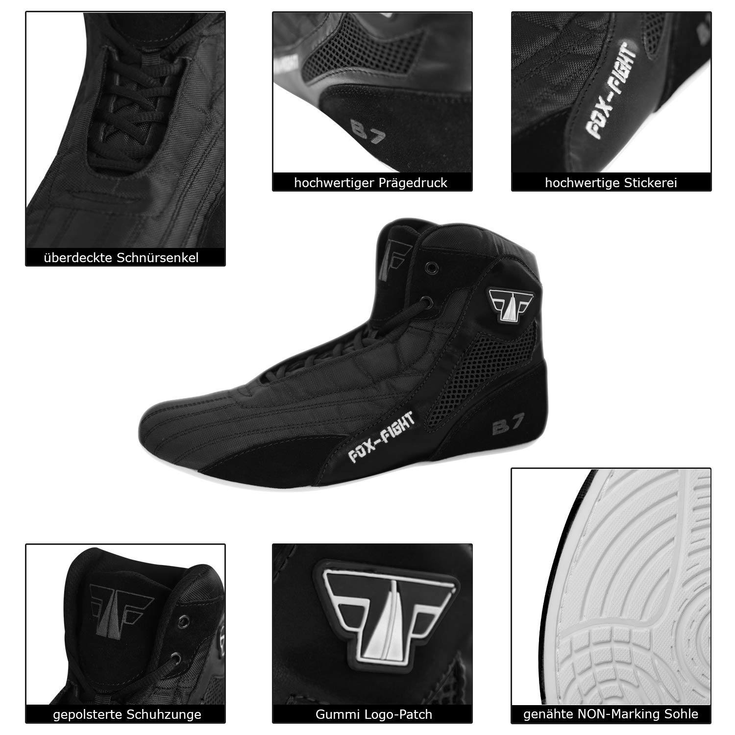 FOX-FIGHT Zapatillas de artes marciales | para hombre y mujer | transpirable y flexible | ante | zapatillas de lucha | zapatillas atléticas de fitness bodybuilding