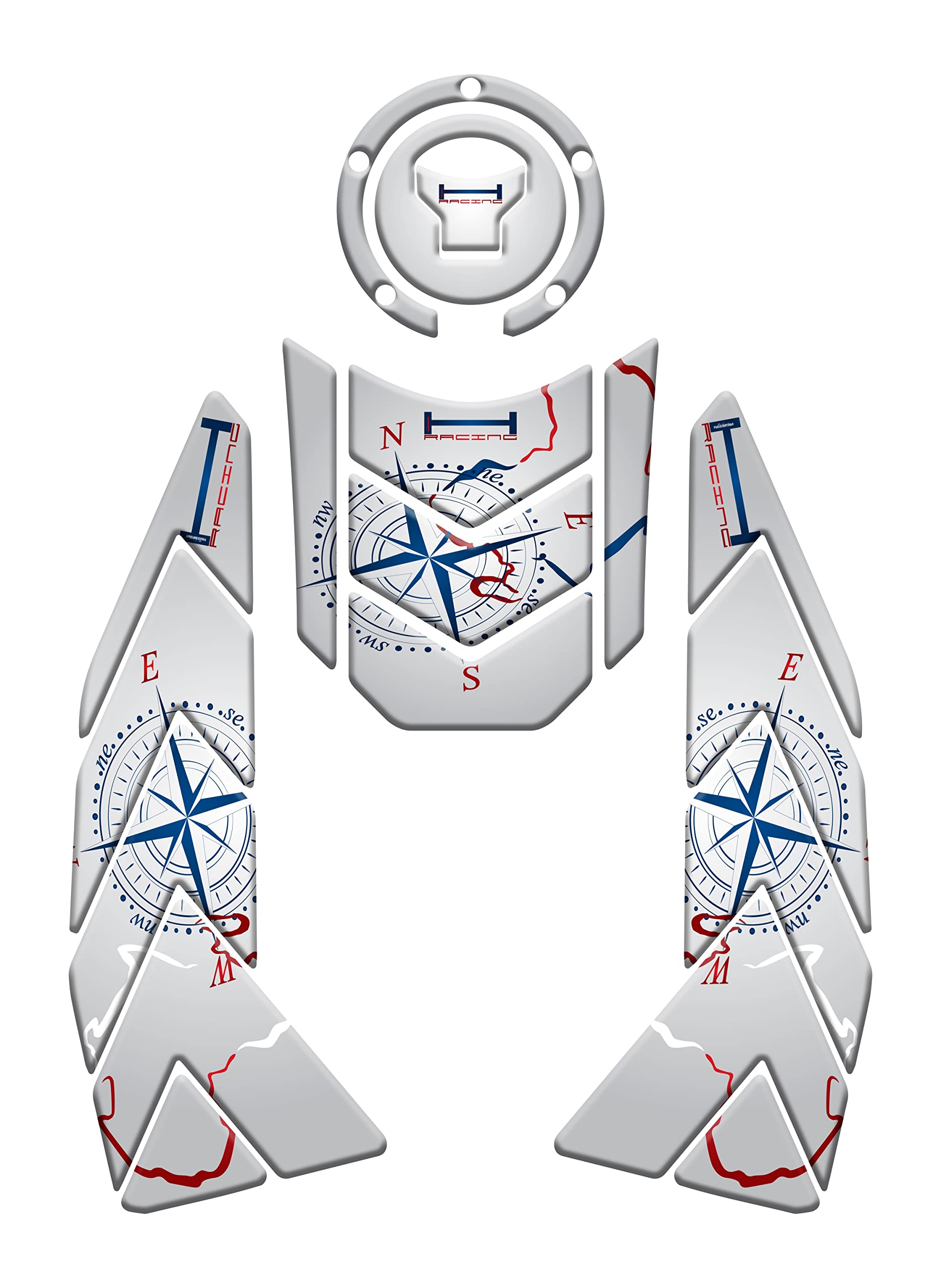 Stickers résine 3D Honda Africa Twin CRF : stop aux rayures sur le réservoir blanc