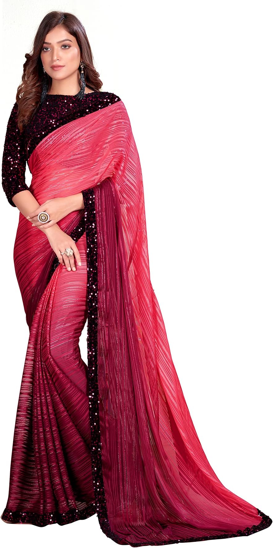 Pratham BlueWomen's Silk Saree With Blouse Piece