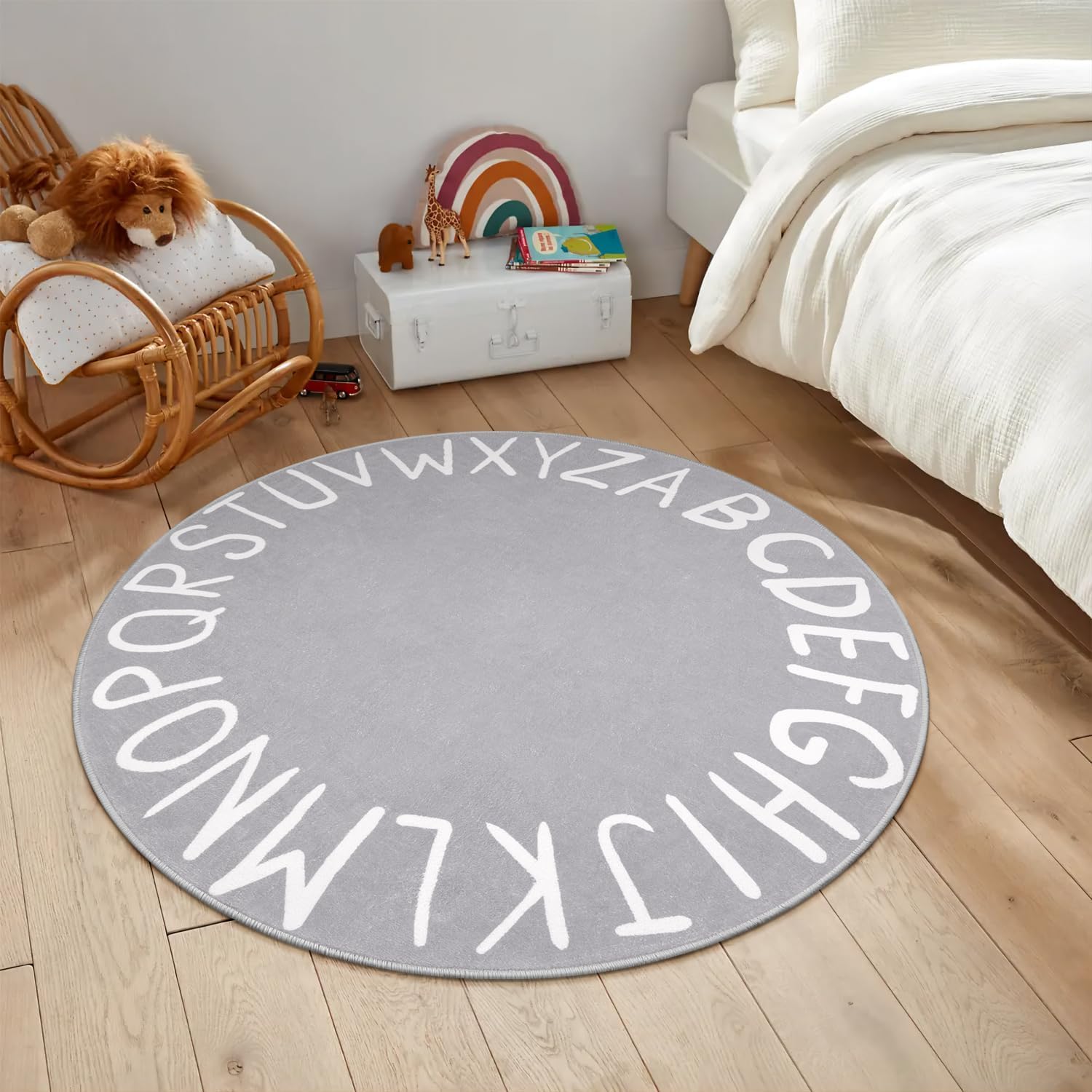 Tapis rond chambre enfant Rururug tapis de jeu lavable bébé fille garçon