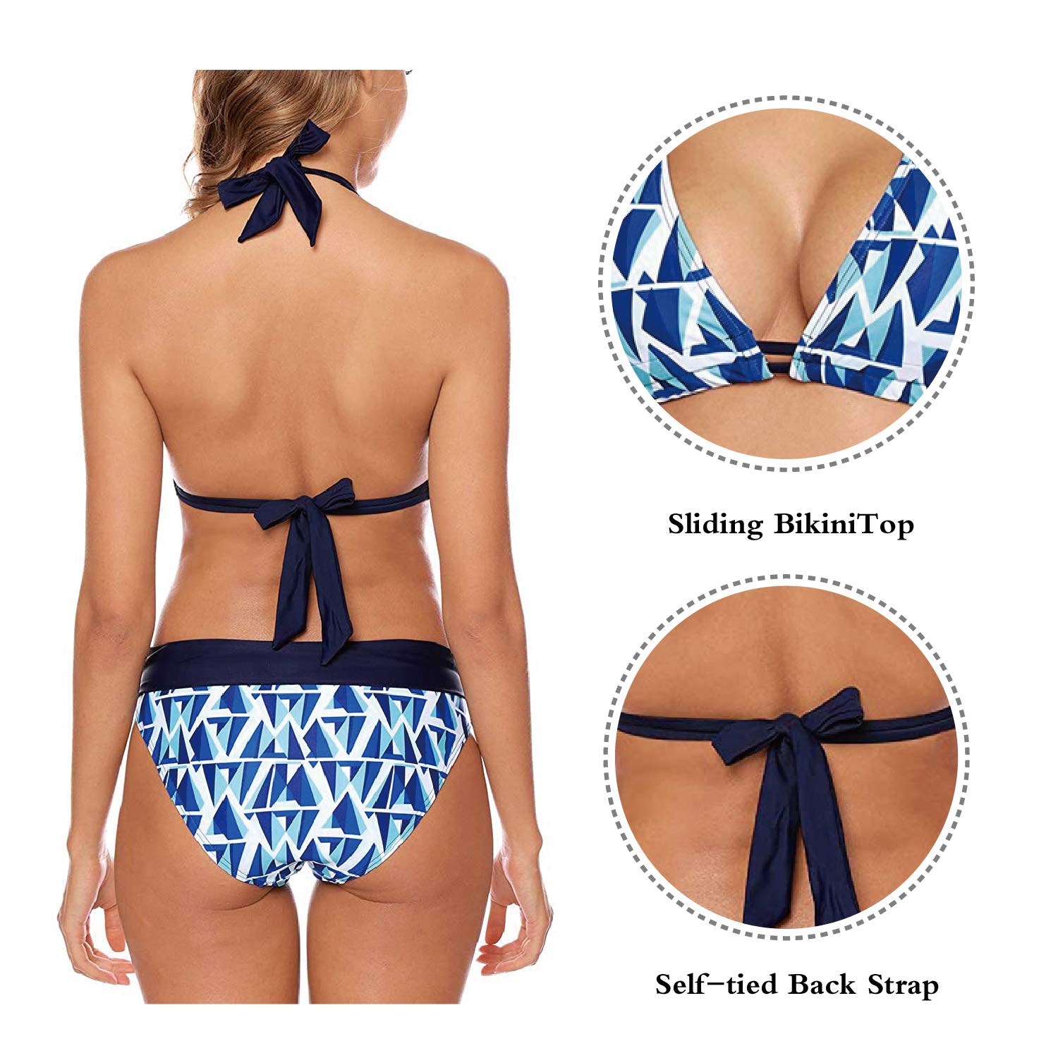 Damen Bikini Set Triangel Badeanzug Strand Ties Zweiteiliger Bademode Bikinihose