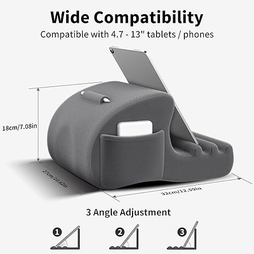 Miniatura 5 de CreaDream Soporte de almohada para tablet, soporte para tablet para cama, regazo y escritorio con 3 ángulos de visión, almohadilla suave compatible