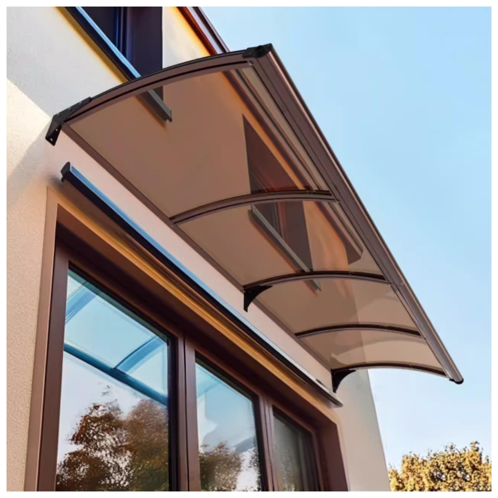 Auvent de porte en polycarbonate traité anti-UV auvent extérieur étanche contre la pluie