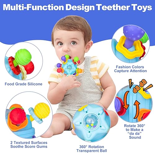 Miniatura 7 de Juguetes Montessori 5 en 1 para bebés de 1 año de edad, juguetes educativos de aprendizaje para niños pequeños, apilables, bloques apilables, cuerda