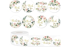Watercolor Floral Foil Thank You Stickers for Wedding and Parties