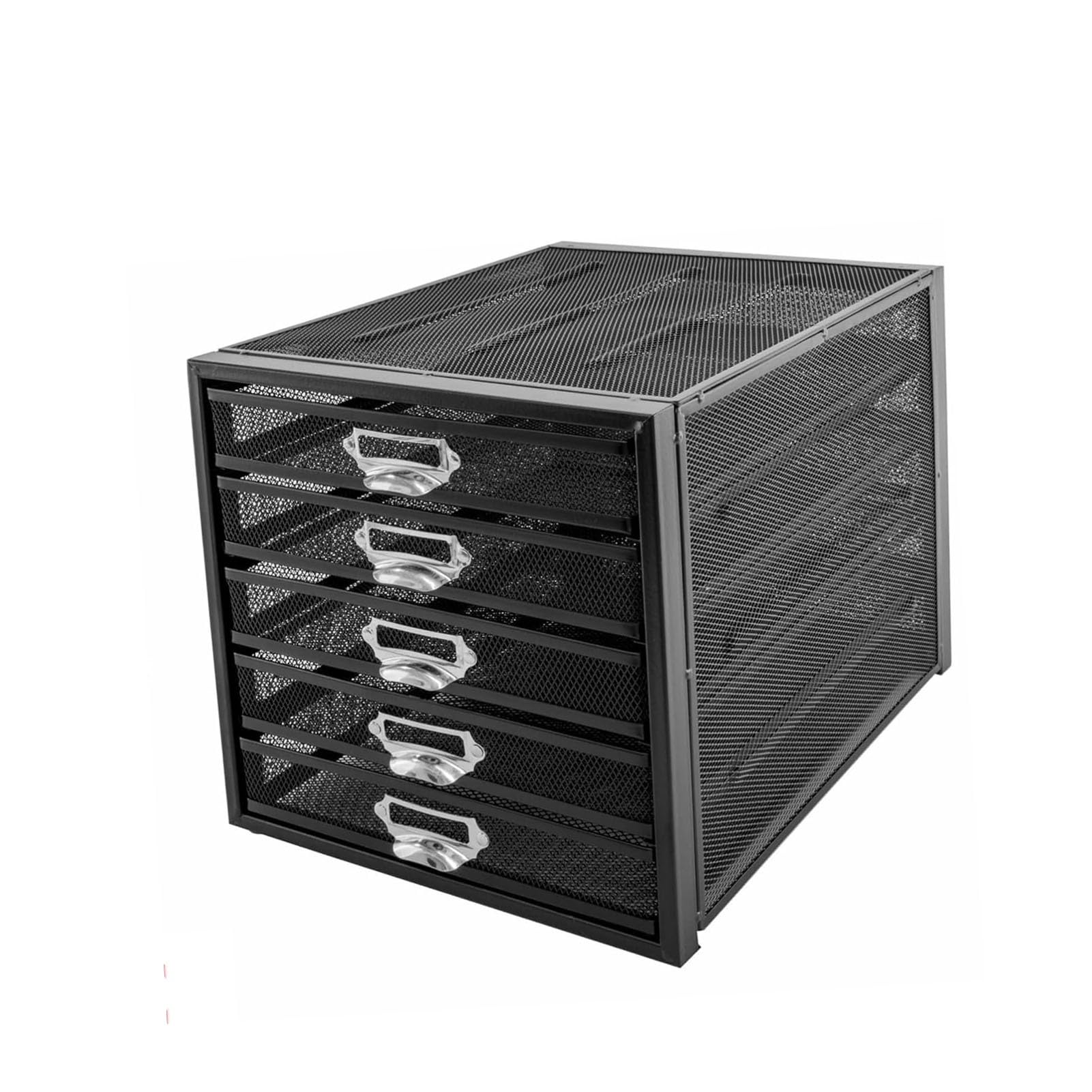 JOUFNING Desk Reference Organizer - Wiremesh 5 Tier Paper Sorter, Supplies Desk Top Filing A4 File Cabinet, Fashion Desk Organizer Holder, Storage Box for Accessories
