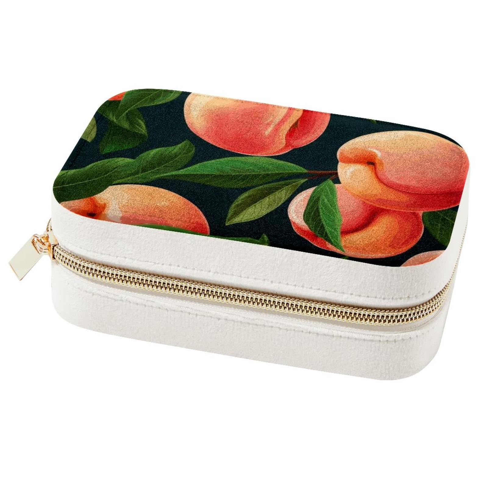 Boîte à bijoux portable en feuilles de pêche au design raffiné