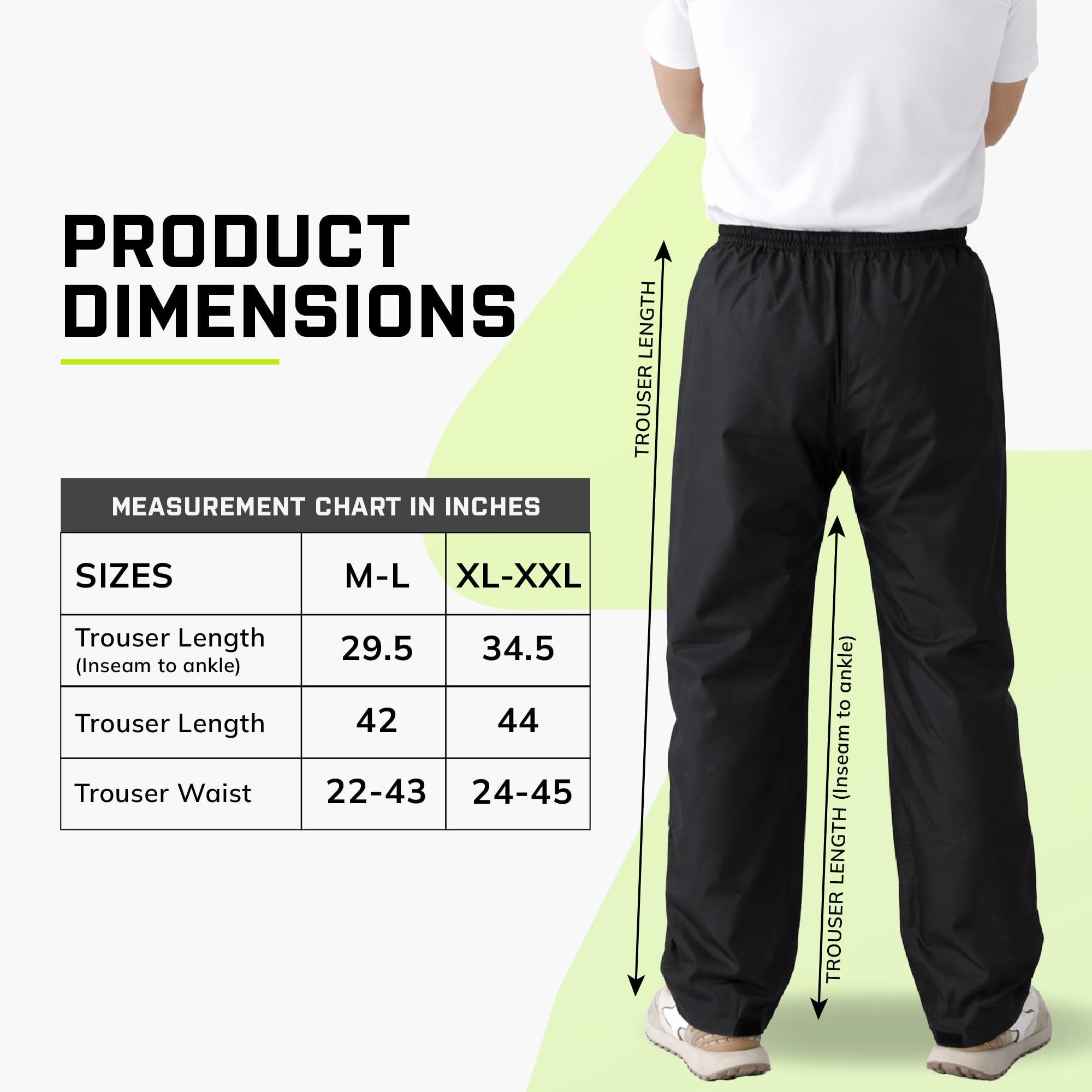 Robustt Premium Rain Pants | Black | XL-XXL | Unisex Waterproof Rain Pants For Men & Women | Elastic Stretchable Waistband | Relaxed Fit| Waterproof Rain Trouser For Bike Riding, Commute & Outdoor Use 1