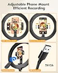 Ring Light with Stand for Desk, Overhead Phone Mount with 10" Ring Light Tripod for iPhone,Phone Stand with Light and Remote Phones Holder for Video Recording,Live Stream,Cooking,CRI＞95