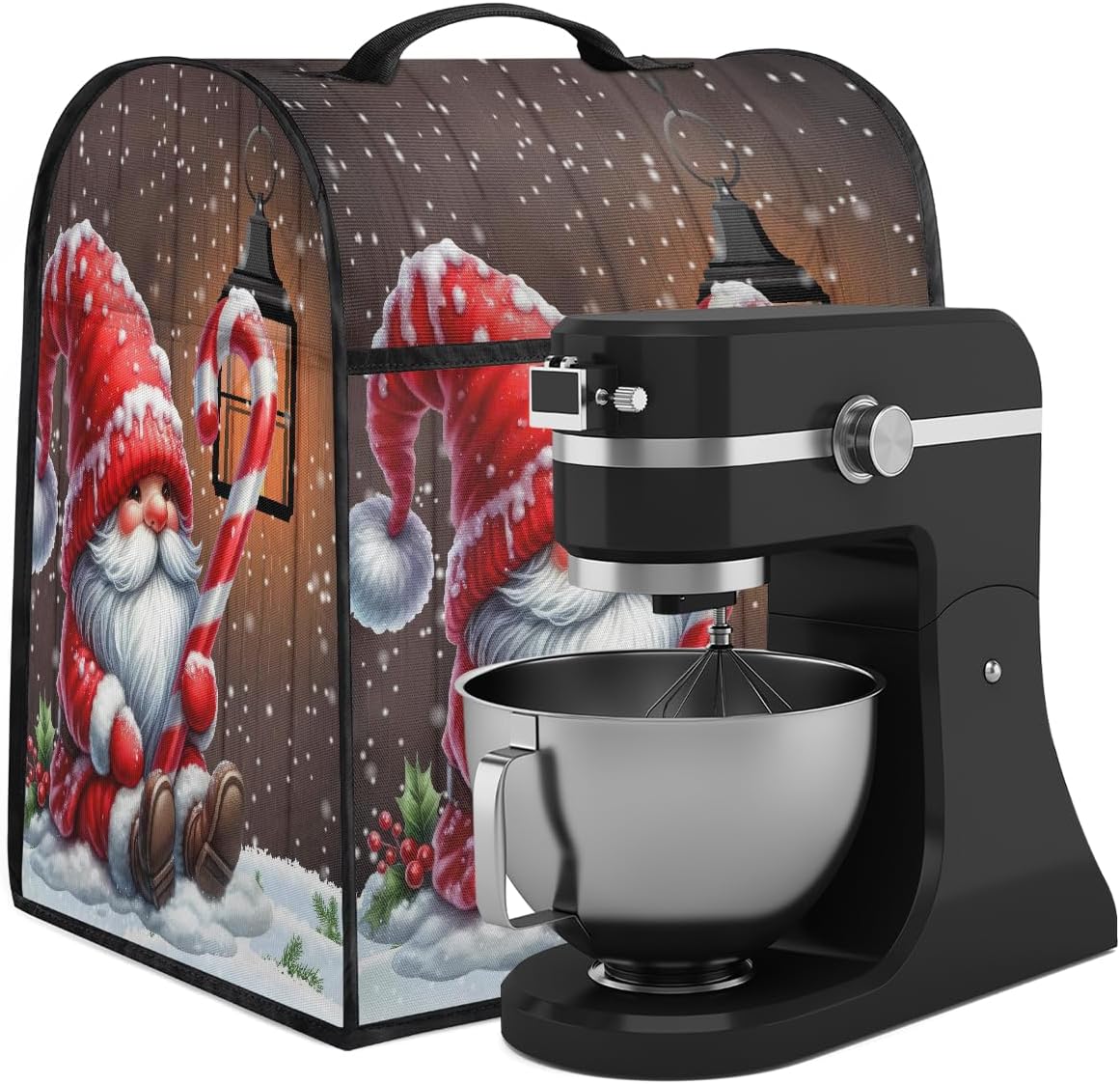 Kitchen Aid Mixer Cover Compatible with 6-8 Quarts Christmas Cute Gnomes Stand Mixer Cover Dust Cover with Zipper Pocket Appliance Accessories Organizer Bag Holiday Decor