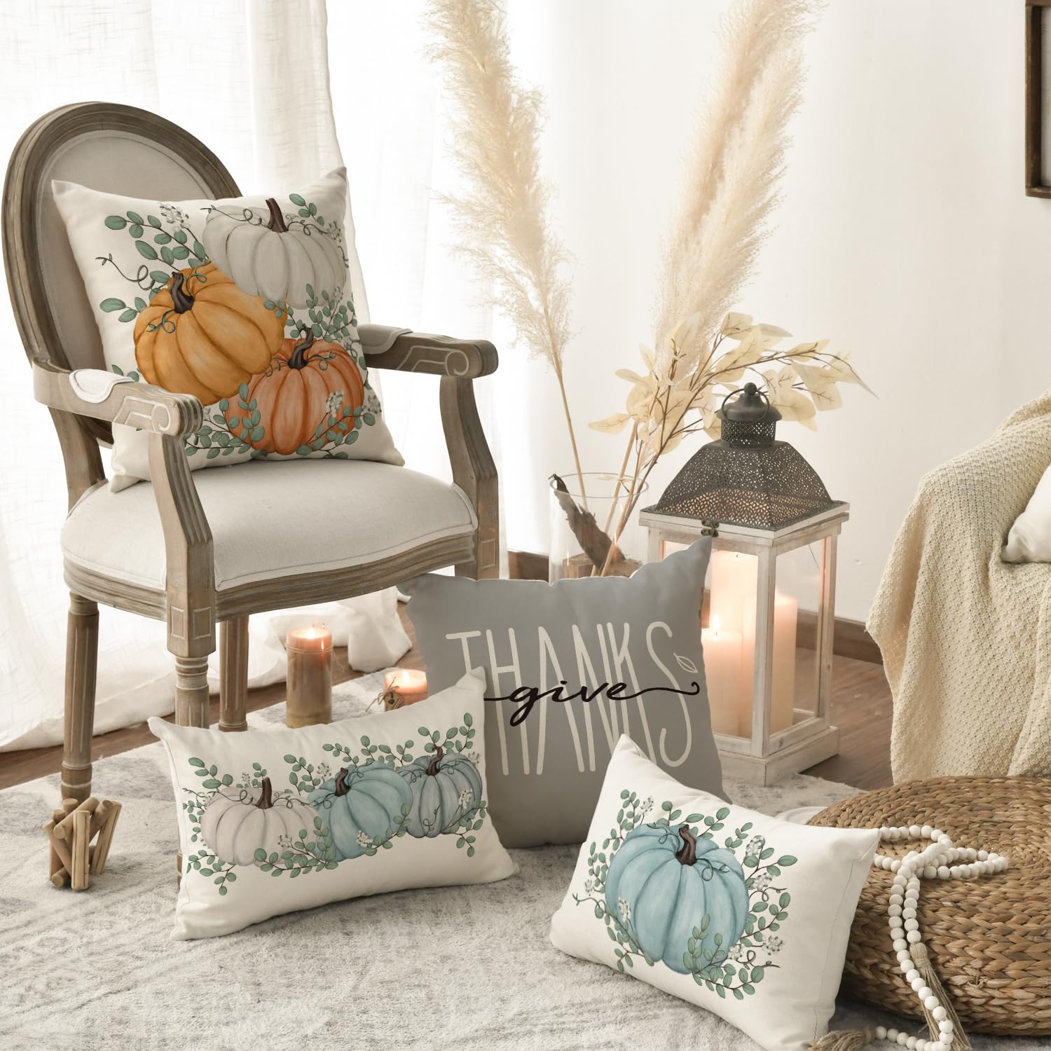 4 Pezzi Federa per Cuscino Autunno,Federe Cuscini Divano 45x45 Autunno,Federe per Cuscini Divano Autunnali,Bonhause Federe per Cuscini per Cuscino Divano Letto casa Decorazione (A, 40x40