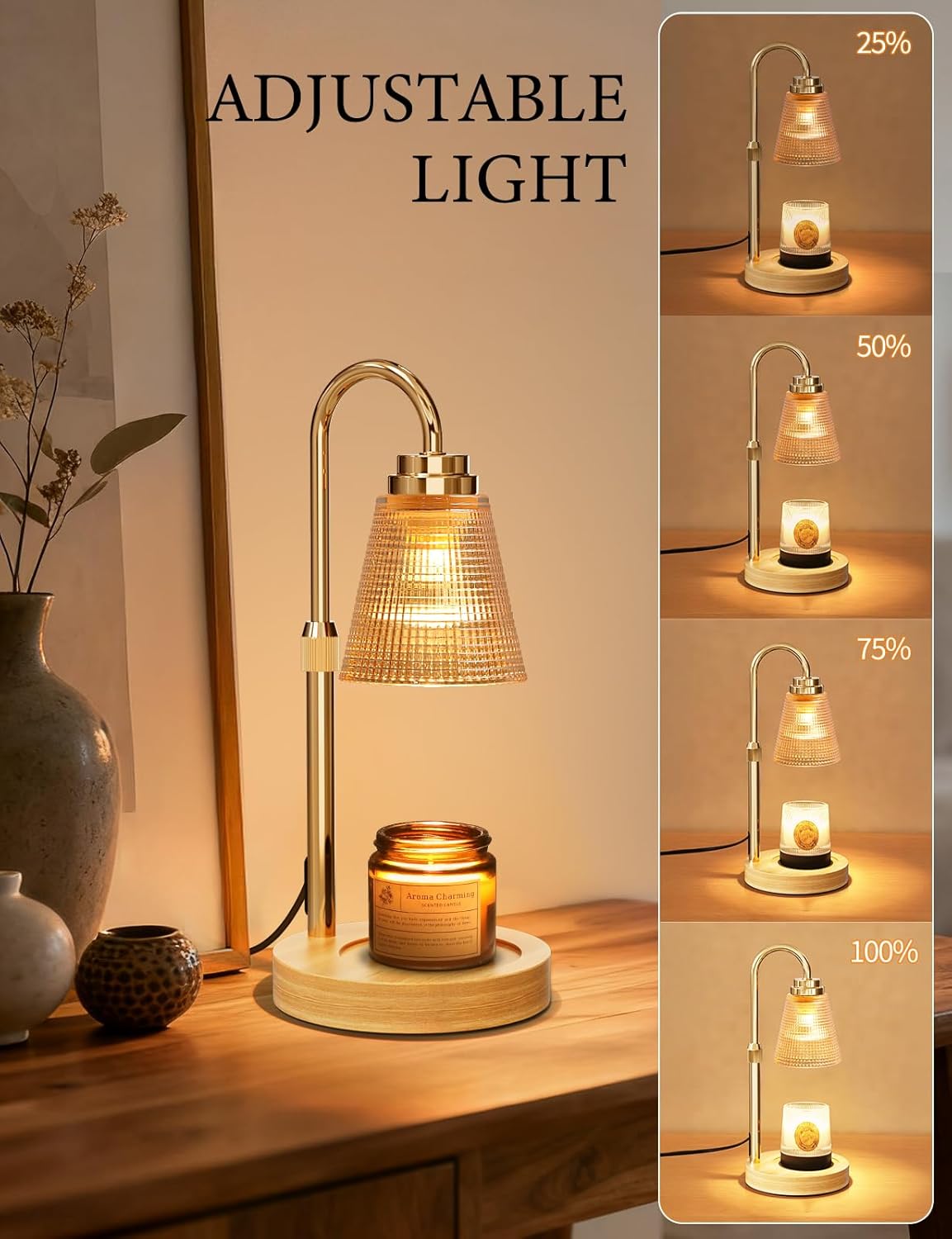 Candle Warmer Lamp with Timer Dimmable, Adjustable Height Wax Melts Warmer for Jar Candles, Housewarming, Birthday, for Women and Mom, Home Decor