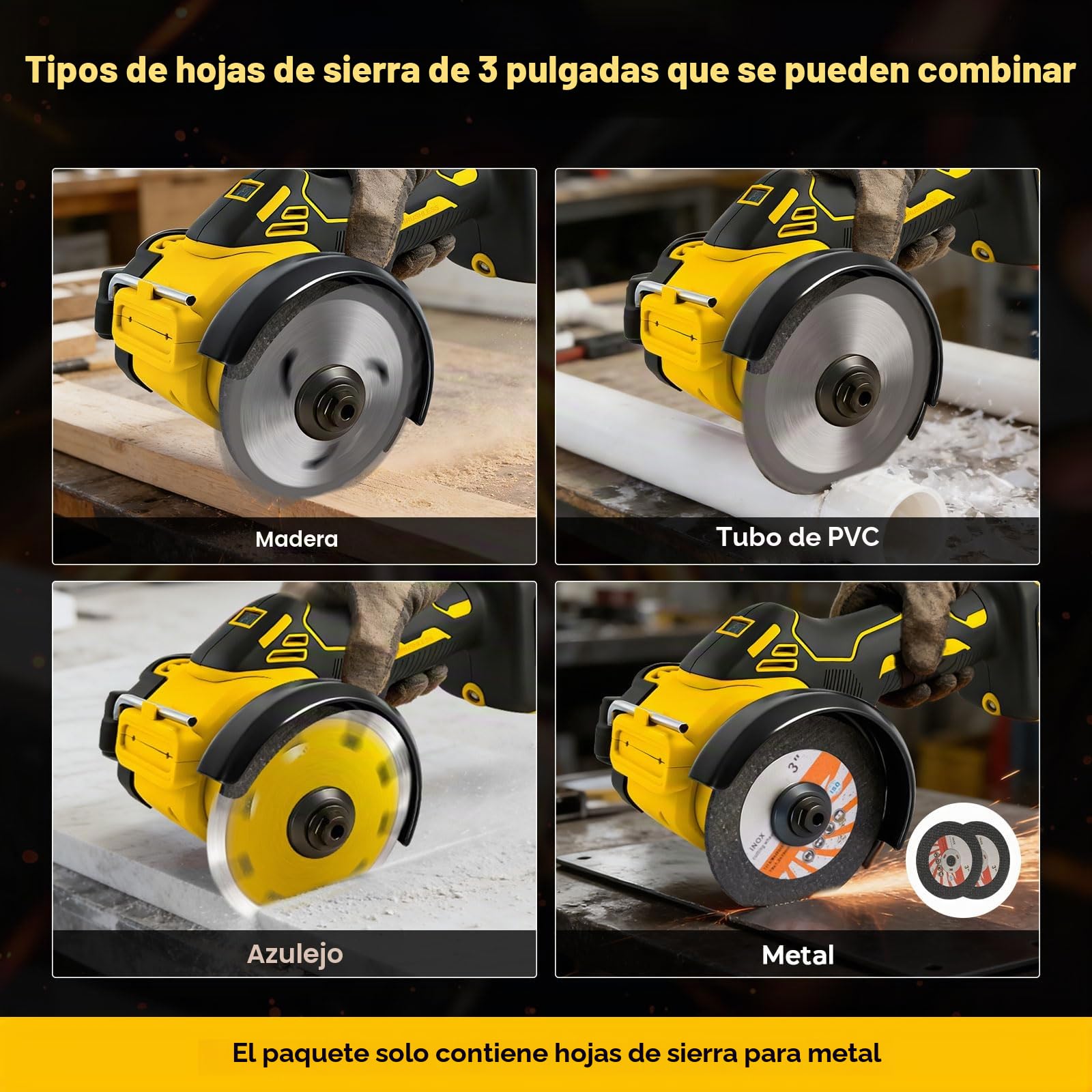 Amoladora angular inalámbrica para Dewalt 18/20 V, mini amoladora angular sin escobillas 20000 RPM 75 mm, herramienta de ángulo pequeño con 2 discos para cortar, pulir y esmerilar (para Dewalt)