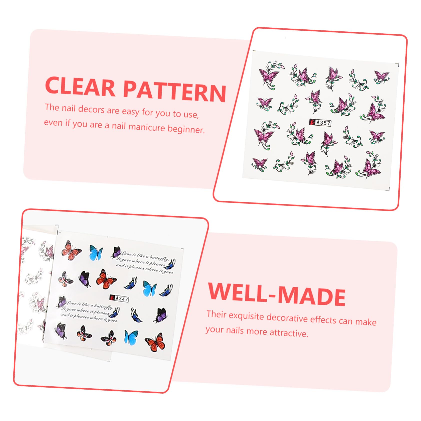 2 Set Decorazioni per Unghie Accessori per Manicure Femminile Adesivi per Unghie Facile Applicazione e Design Chic