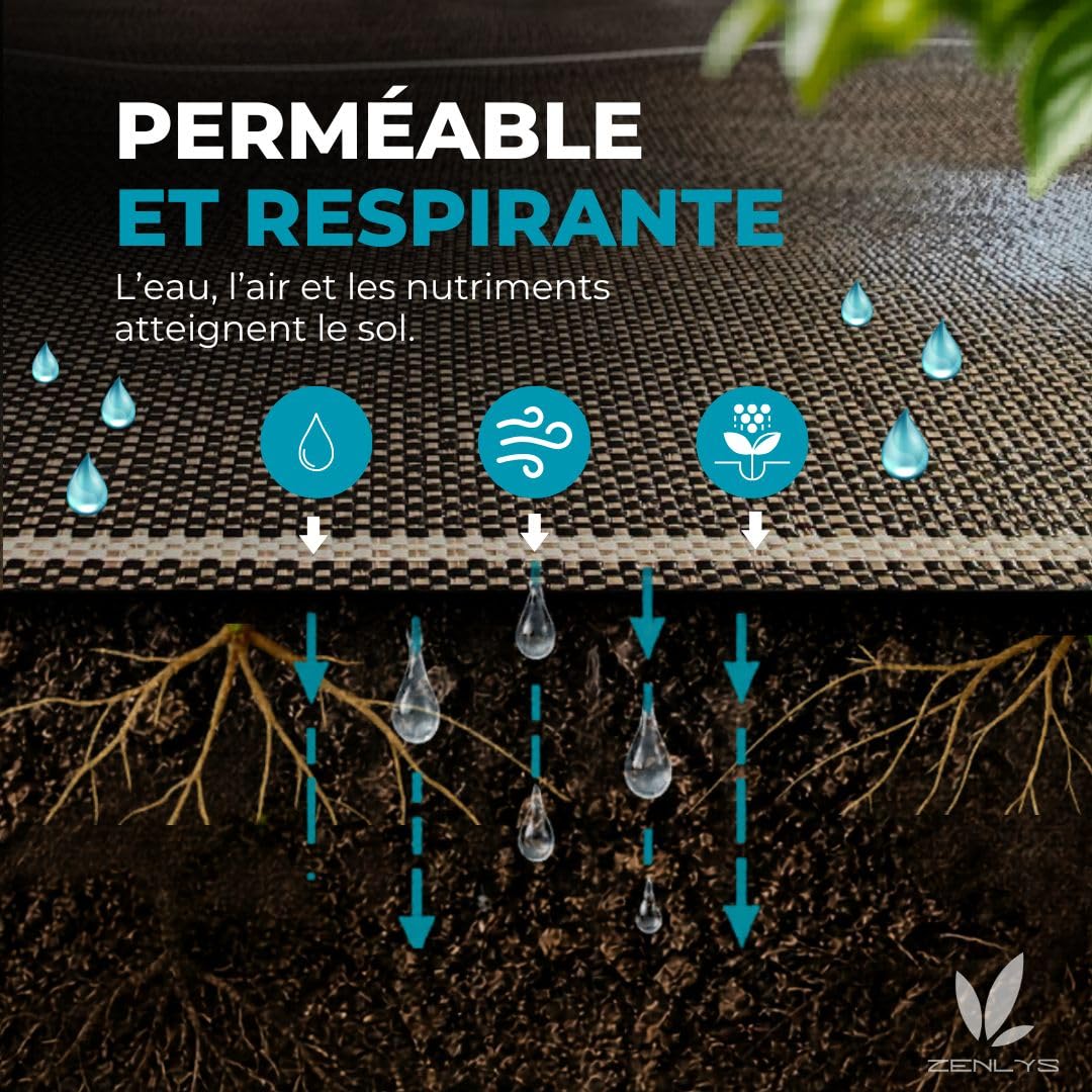 Grande Largeur 130gr m2 Toile Bache de paillage Marron tissée Anti-Mauvaises Herbes Largeur 5,15m Longueur 10m