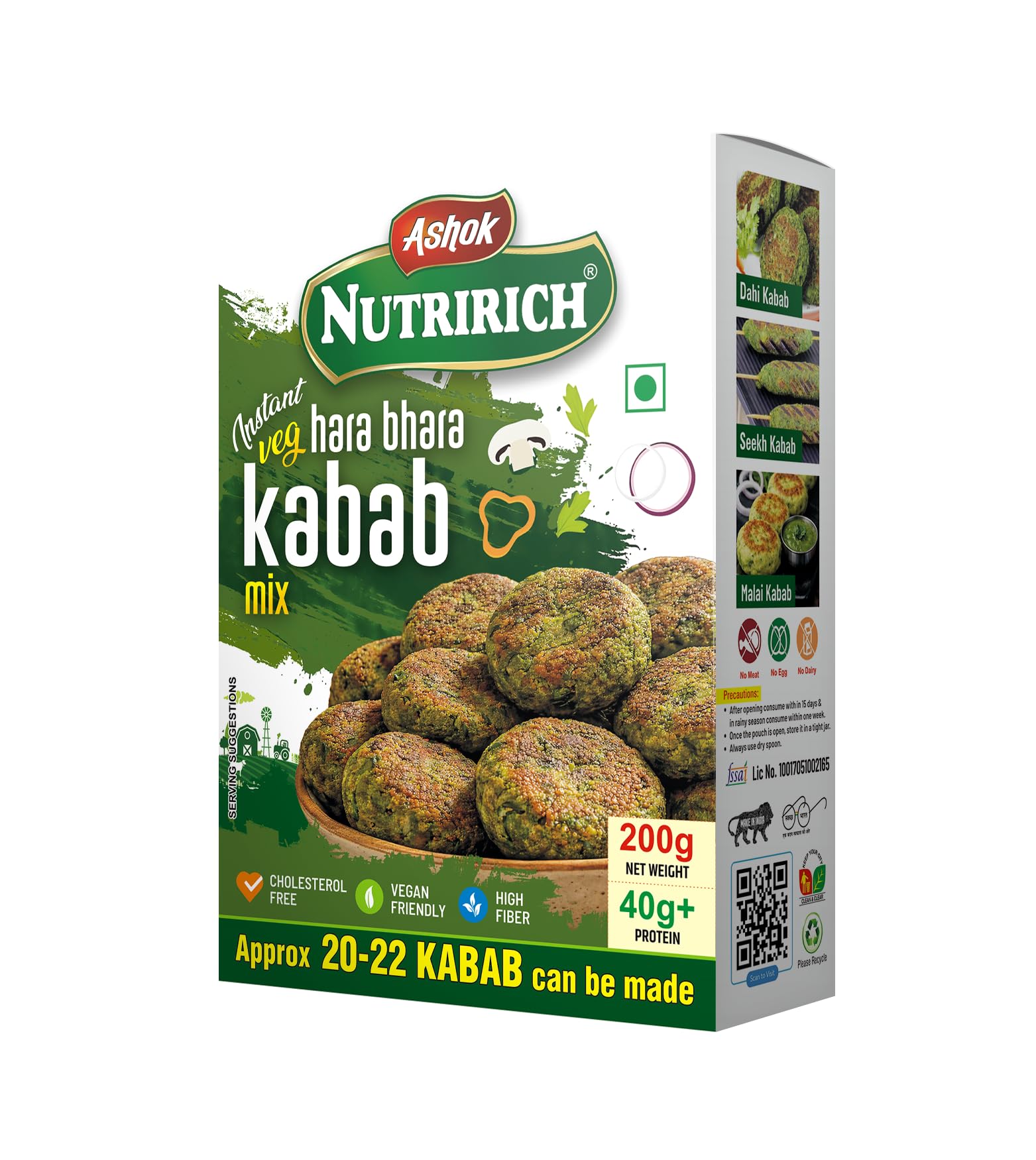 ASHOK NUTRIRICH Veg. Instant Hara Bhara Kabab Masala Mix. 100g | Ready to Cook | Cholesterol & Trans Fat Free | No Added Preservative | (Hara Bhara Kabab 100 g Pack of 1)-image-35