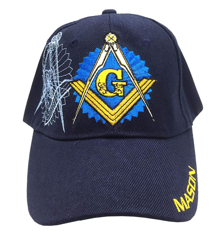 AborenCo Freemason Mason Lodge Symbol Adjustable 3D Embroidery Baseball Cap Hat