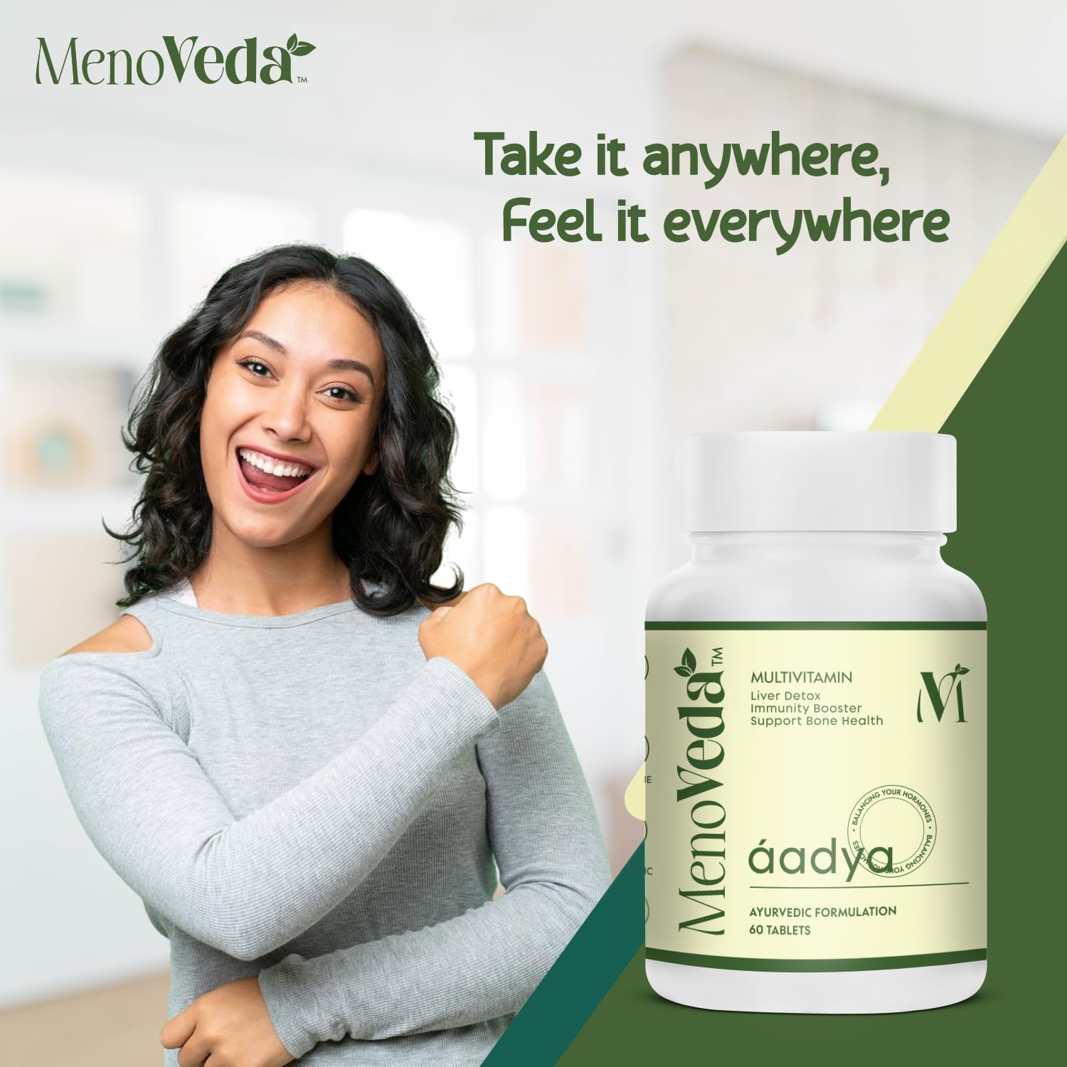 Menoveda Aadya Multi vitamin for Women 40+ 50+ | Improves Immunity, Hormonal Health, Skin, Hair & Bone - Joint Health - 100% Natural with 14 Vital Herbs | Shatawari | Ashwagandha | Giloy | Amla - 60 Tablets 2