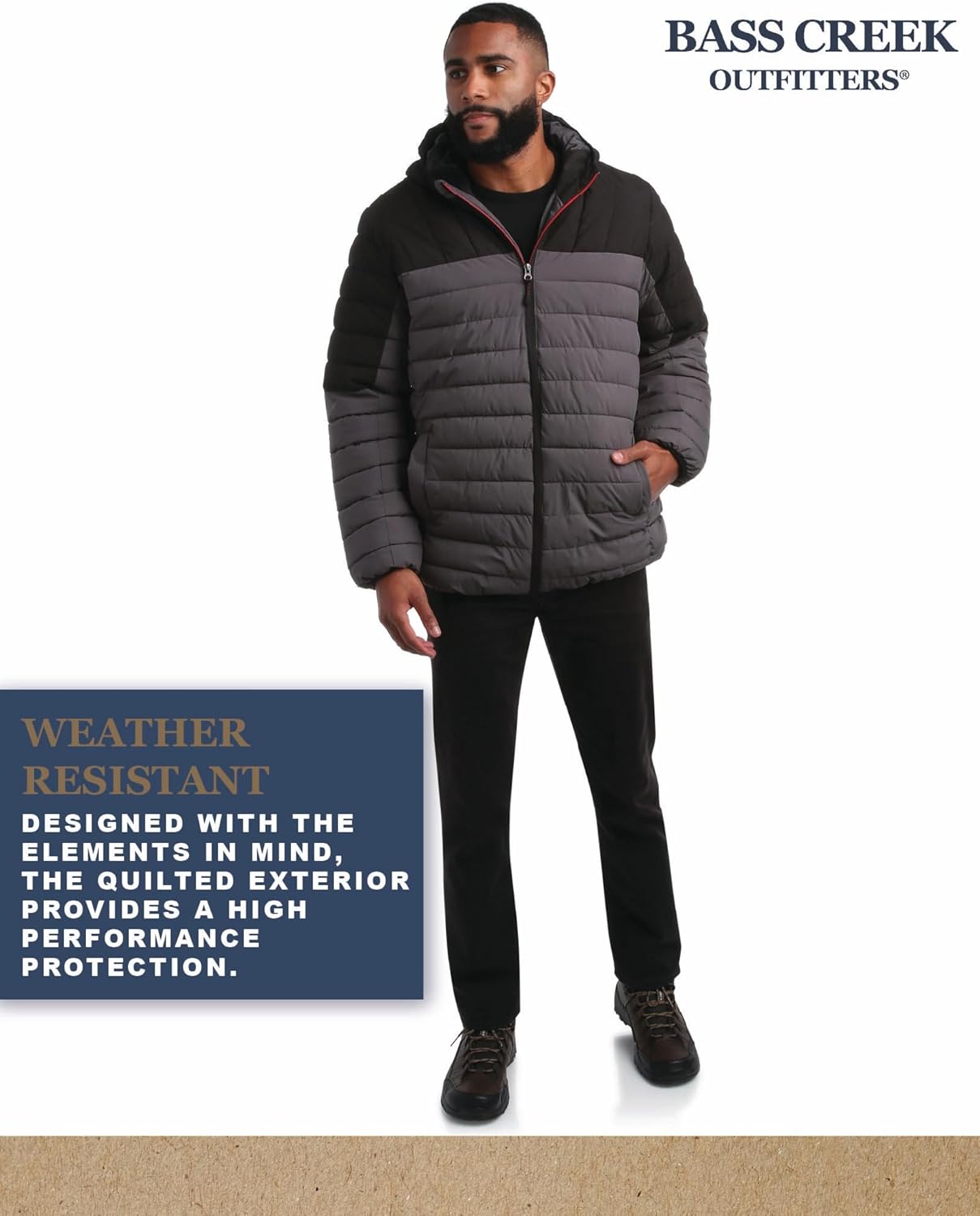 Bass Creek Outfitters Mens Puffer Jacket - Weather Resistant Midweight Quilted Warm Insulated Winter Coats for Men - Image 2