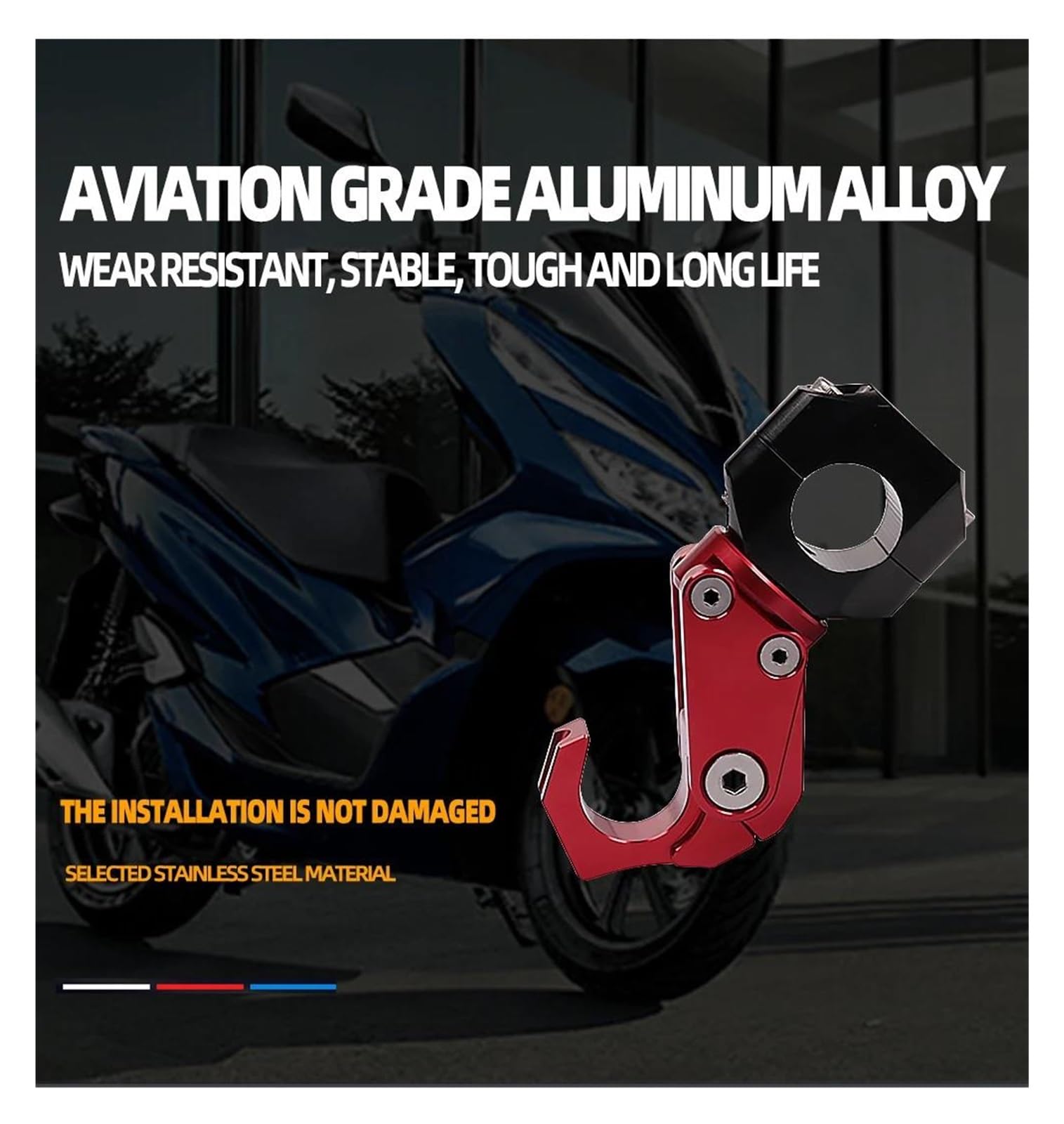 Gancio per Moto per Aprilia SR GT 200 125 SRGT200 SRGT125 SR 200 GT Accessori Moto Gancio per Casco per Bagagli Supporto per Scooter Supporto per Borsa(Rosso)