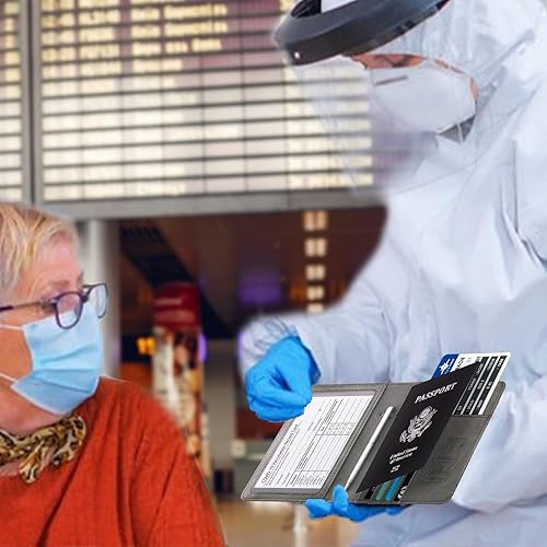 Miniatura 2 de WALNEW Cartera para pasaporte, bloqueo RFID, funda de piel sintética para tarjetas con bolígrafo y ranura para tarjetas transparente para mujeres