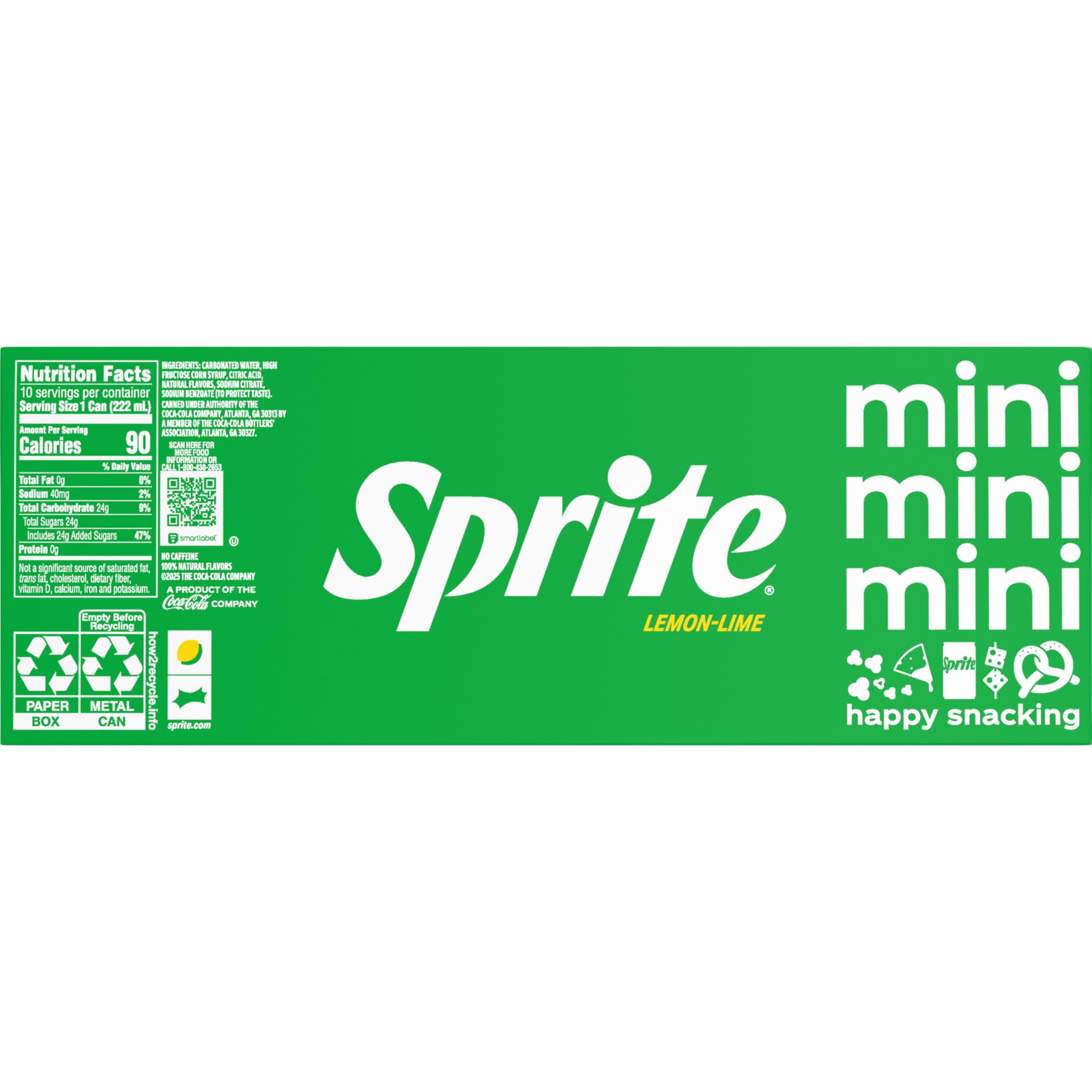 Sprite Lemon Lime Soda Soft Drinks, 7.5 fl oz, 10 Pack,Cans