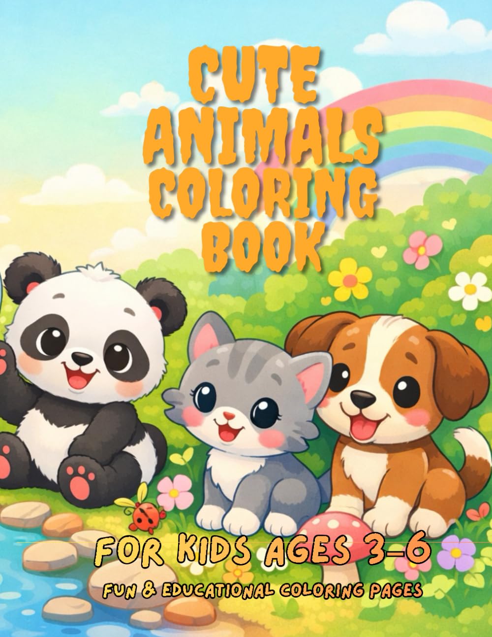 Cute Animals Coloring Book for Kids Ages 3–6: Fun and Educational Coloring Pages to Learn Animal Names