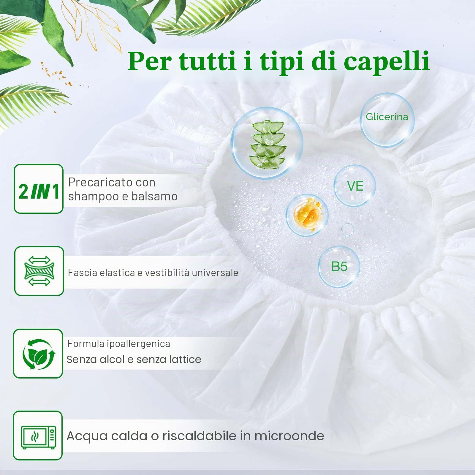 Cappelli per shampoo senza risciacquo, cappelli da doccia per lavaggio dei capelli per anziani e pazienti costretti a letto, cappelli da doccia senza risciacquo per dopo-intervento chirurgico