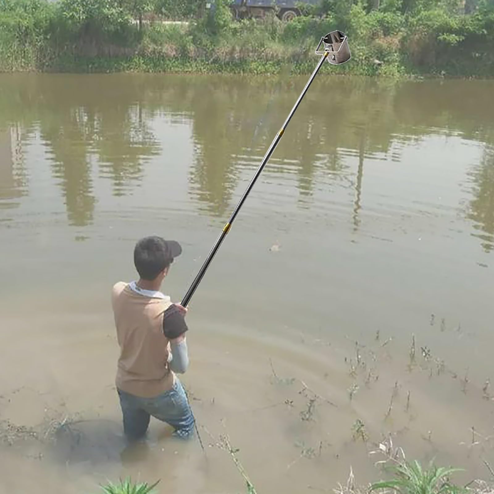 Genérico Cucharón telescópico para muestreo de Agua - Cucharón Ajustable de Acero Inoxidable 304, Herramienta Ultraligera para muestreo de Agua en Trabajo de Campo y Laboratorio (500 ml, 0,6 m-1,5 m)
