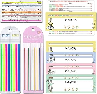 American Mahjong Accessories Set, 4 Shuffling Helper Cards, 4 Pocket Rule Readers & 320 Line Finder Marking Notes, Game Night Essentials for Beginners Seniors Club Players, Holiday & Housewarming Gift