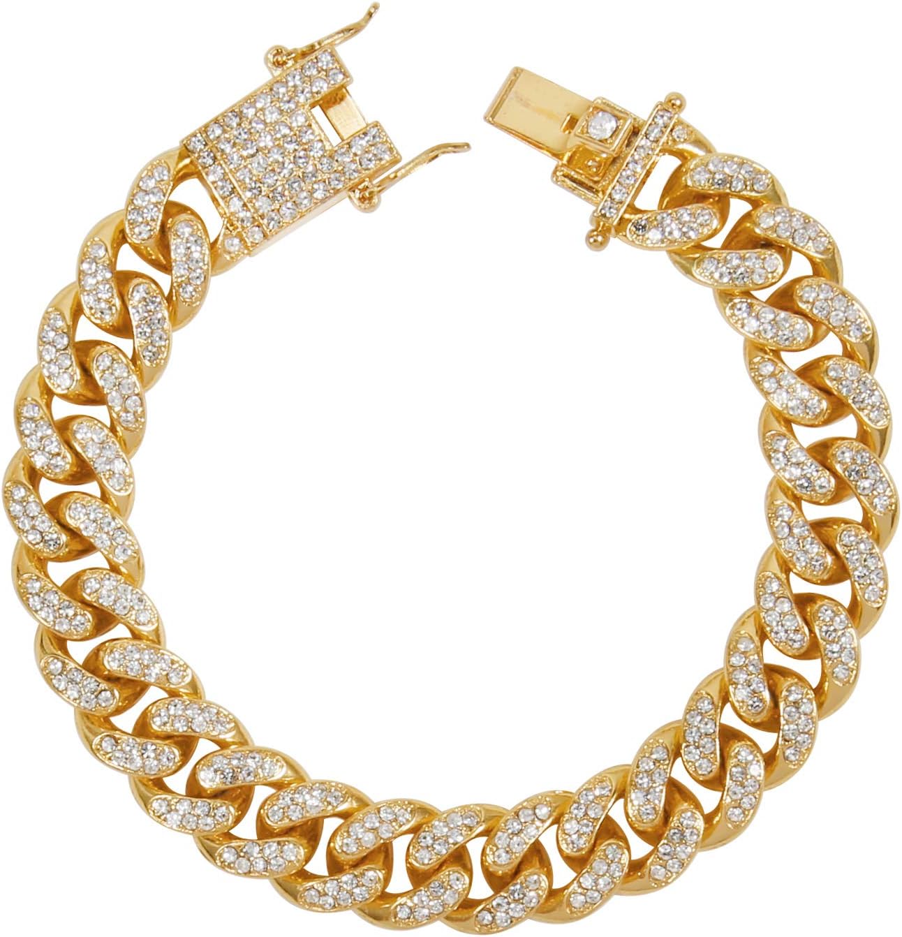 putouzip Miami Cuban Link Chains Set For Men 12/14/20mm 18K Gold Plated Diamond Fully Iced Out Chain Bracelet Necklace - Image 3