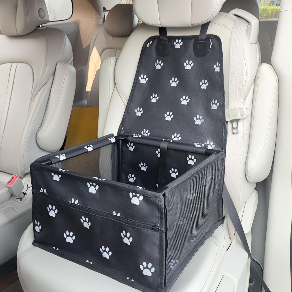 Pet Dog Booster Seat, Upgrading the Framed wall to Prevent Collapse，Crash Tested car Dog seat，Removable andWashable pet car seat image 5