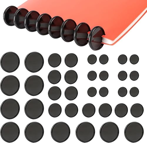 36 unidades (2 pulgadas, 1-3/8 pulgadas, 1 pulgada), discos de expansión negros, discos de encuadernación de plástico para cuadernos de bricolaje y