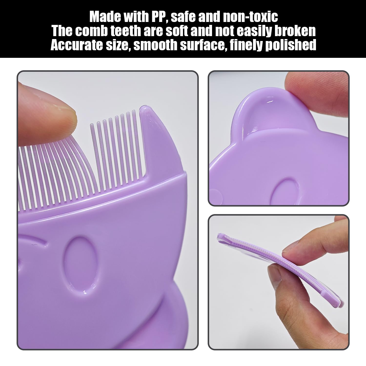 Ensemble De 4 Peignes Violets, Peigne À Dents Portatif À Tête Ronde, Brosse À Shampoing Doux Pour Bébé, Brosse De Douche De Bébé En Silicone, Adaptée Aux Nouveau-Nés.