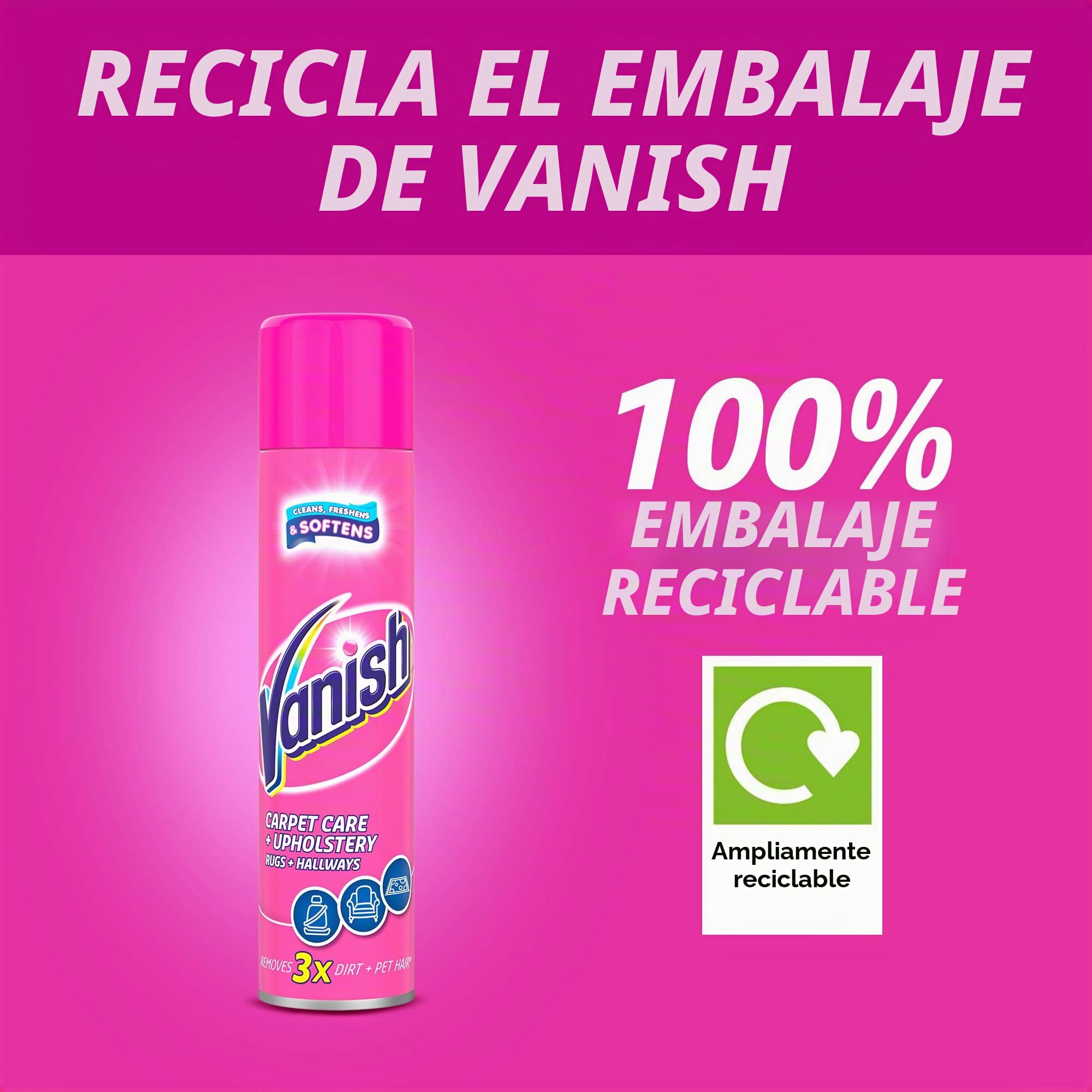 Vanish Oxi Action - Limpiador de tapicería y alfombras, espuma quitamanchas para limpieza de áreas grandes, 600 ml, fragancia de flores de primavera, limpia y refresca tu alfombra
