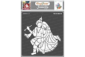 CrafTreat Sitting Radha Krishna Stencil - 6x6 Inches