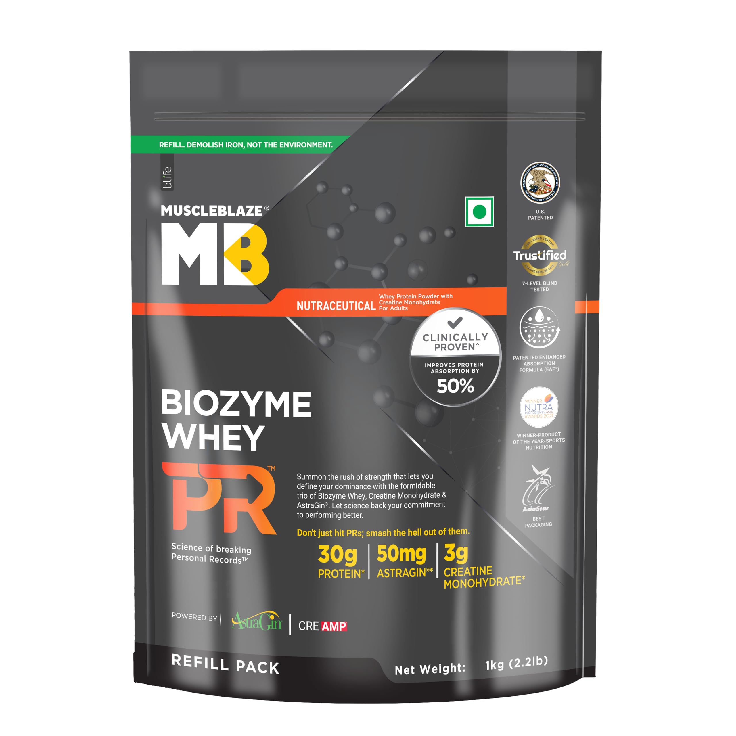 MuscleBlaze Biozyme Whey PR Protein Powder, 1kg (2.2lbs) — Amazon image 12