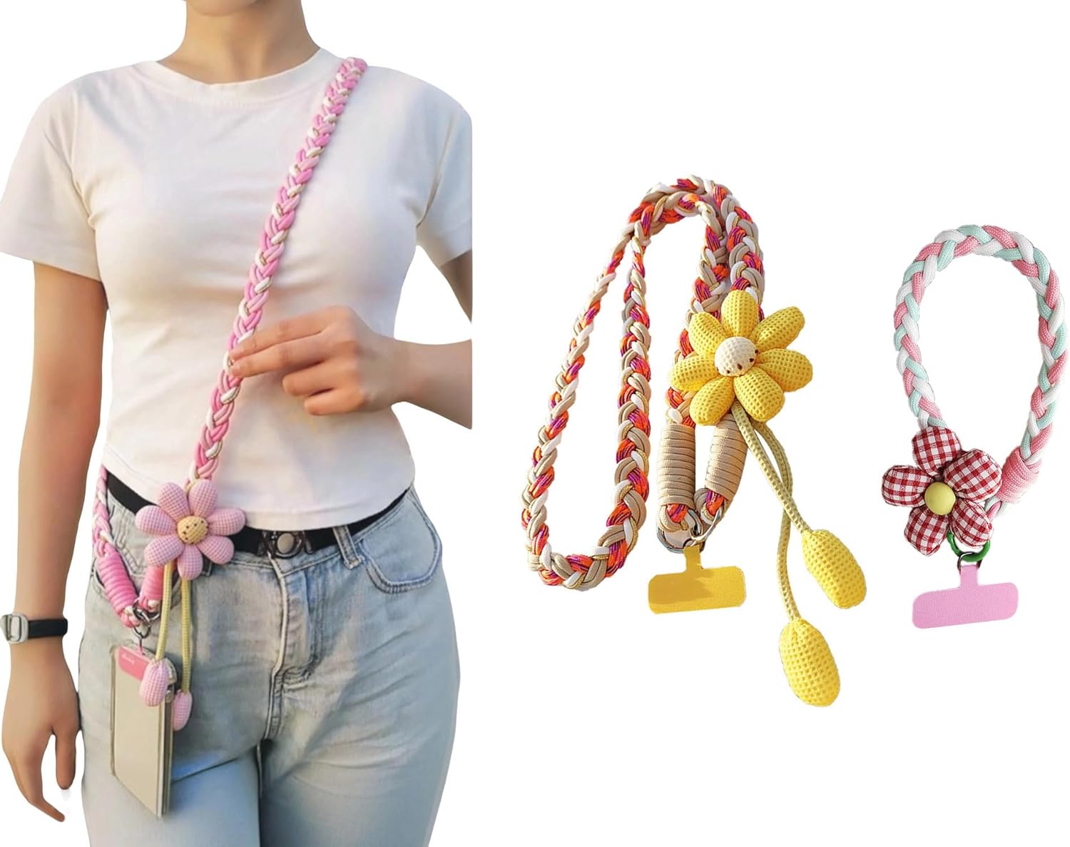 acdiac Portable Flower Phone Lanyard,Universal Phone Crossbody Strap Wristband Lanyard