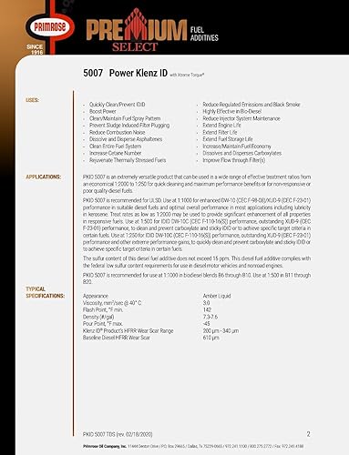 Miniatura 10 de PRIMROSE Power Klenz ID 5007 Premium Select - Aditivo para combustible diésel