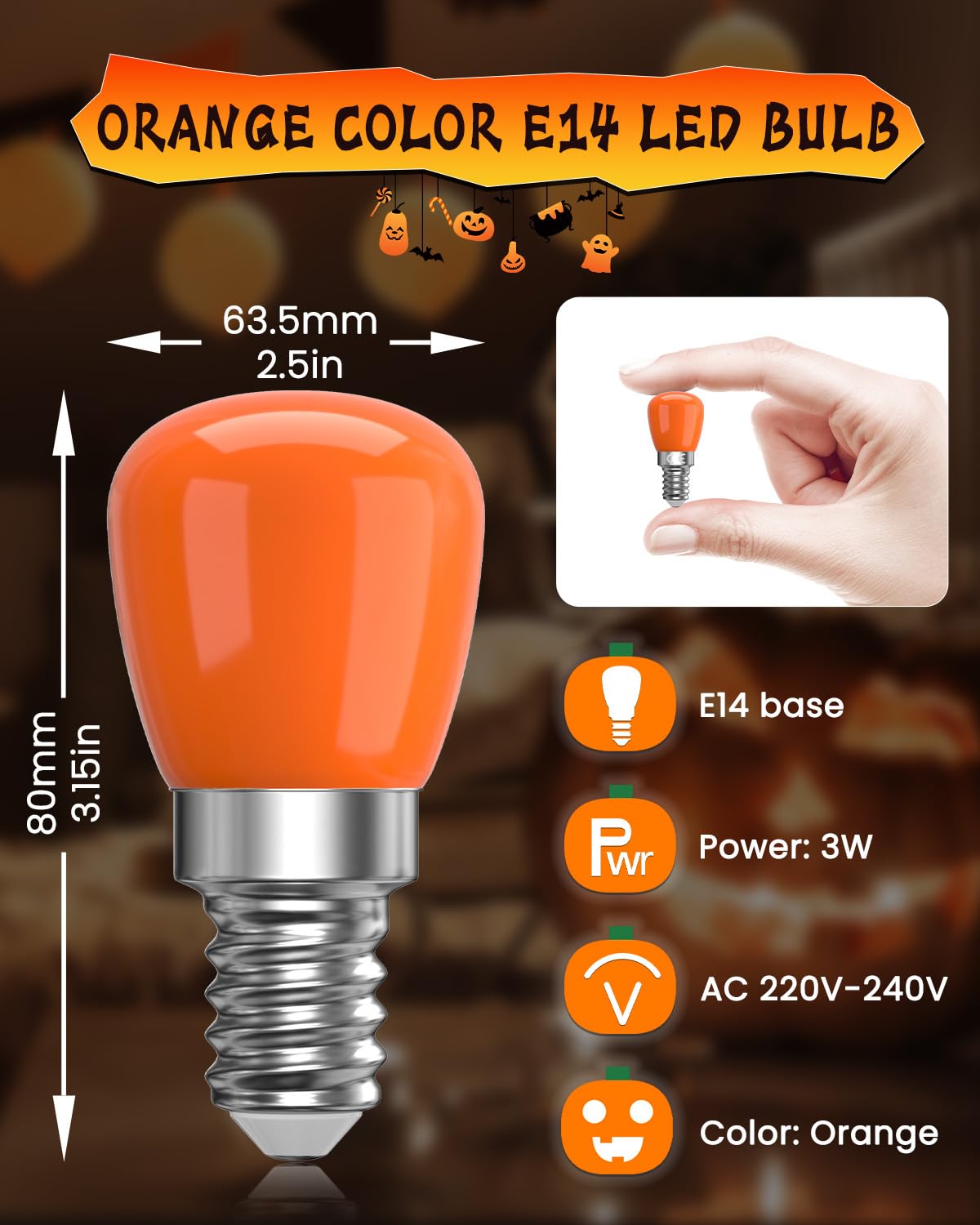 25 Spie Luminose LED Arancione 5x10mm - 100V-220V Con Resistore Integrato
