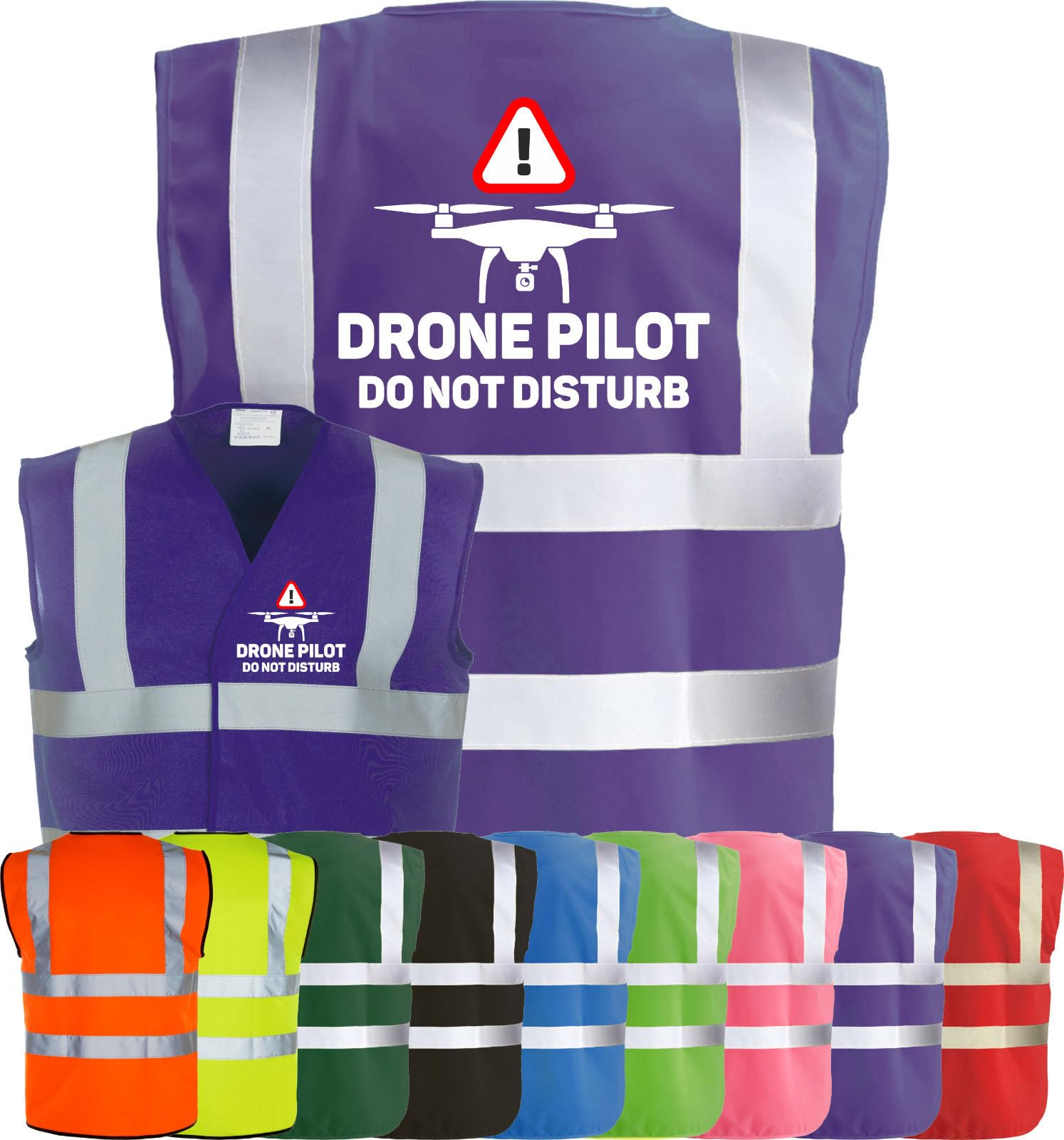 Corporate Togs DRONE PILOT OPERATOR DO NOT DISTURB Quadcopter UAV Waistcoat - Brace Hi-Vis Strips, Fully EN471 Health, Protective Safety Wear | Safety Apparel